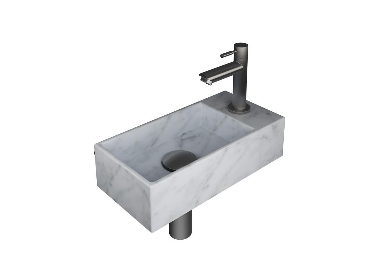 INK Versus pack Marmer R incl. fonteinkraan sifon design plug + montageset H90xB360xD180 Mat wit marmer/Brushed nickel / 1805331