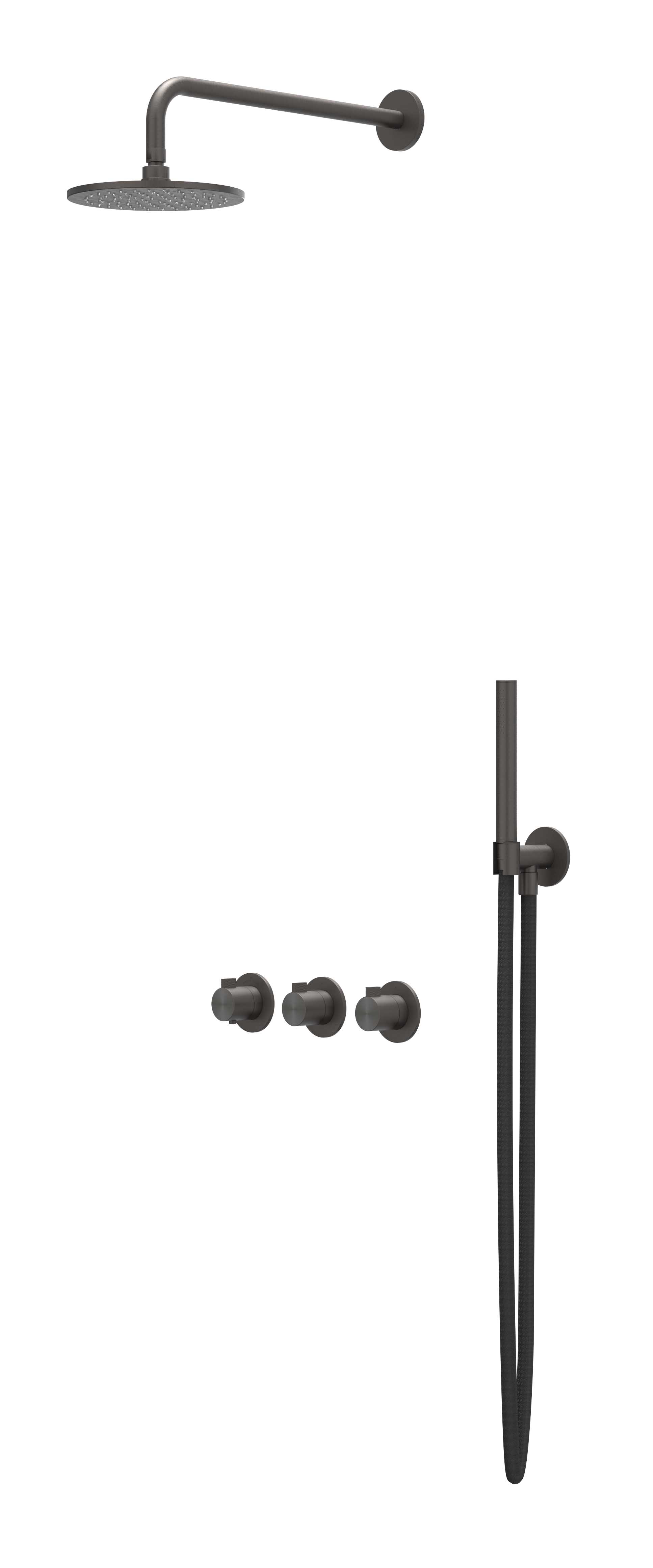 IVY Tribe Inbouwset 2 stopkr.  plaf-20 20cm me houder  en staafhdd CST4ICBAABA RVS316 gebr carbon black PVD