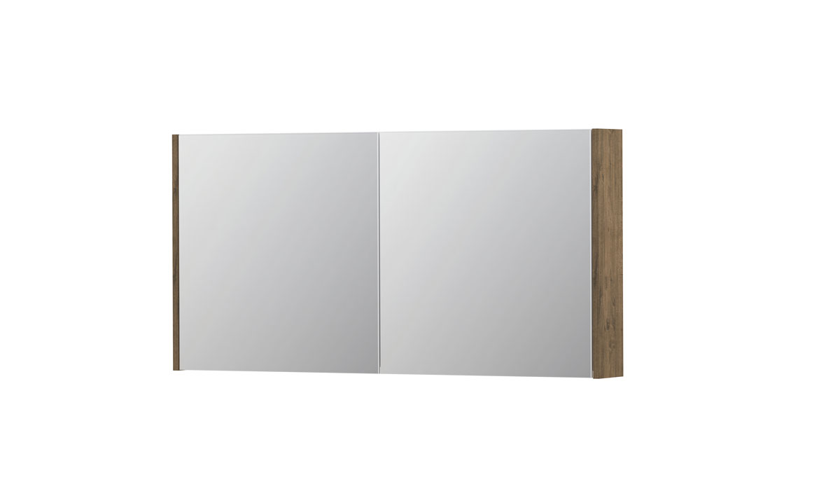INK SPK1 spiegelkast m. 2 dubbelzijdige spiegeldeuren en stop/schak. 1110710 Naturel eiken H600xB1200xD140