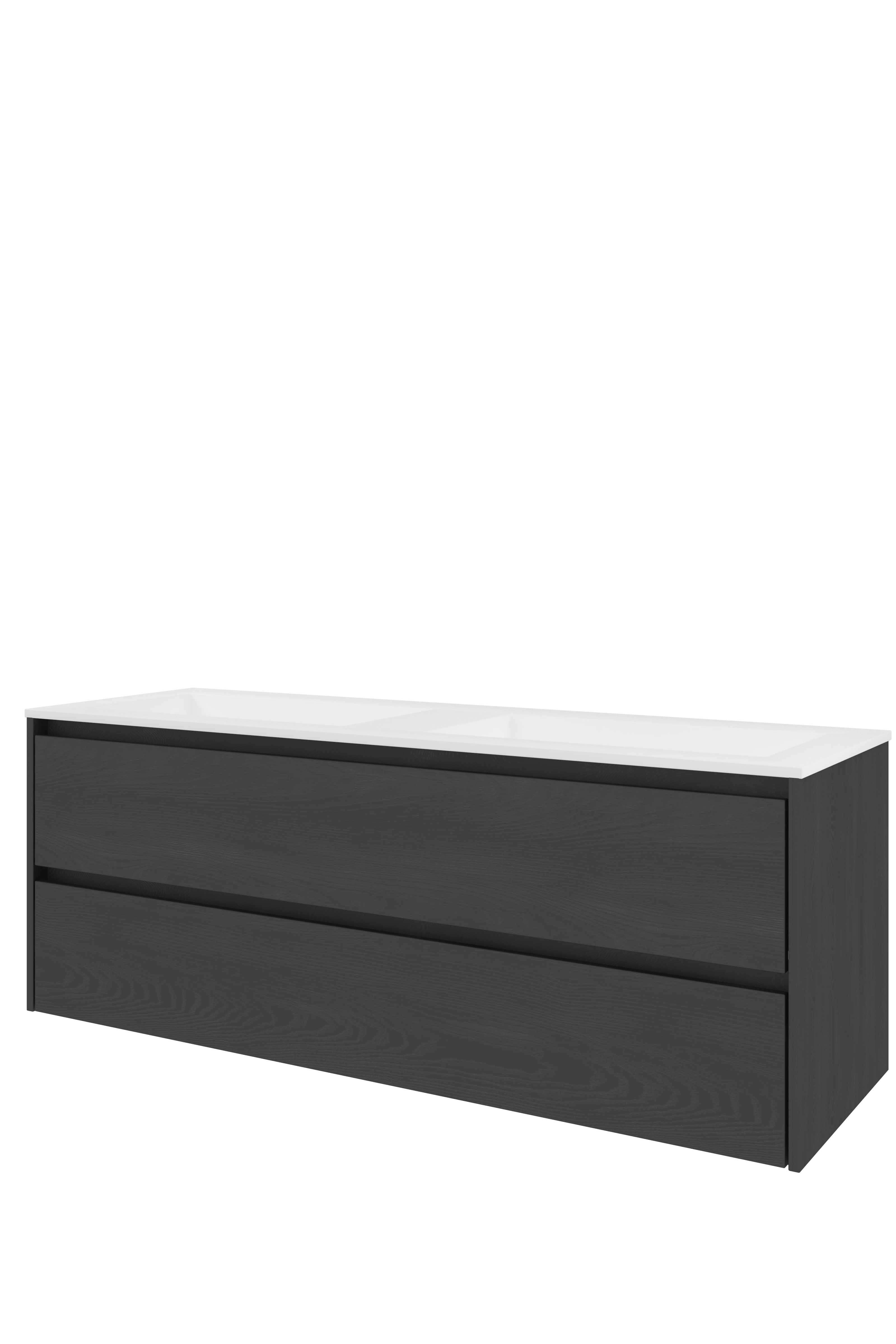 Proline Set polystone Elegant wast. z. kr.gaten en onderkast sym. 1817577 Black oak/Mat wit 1400x460x540