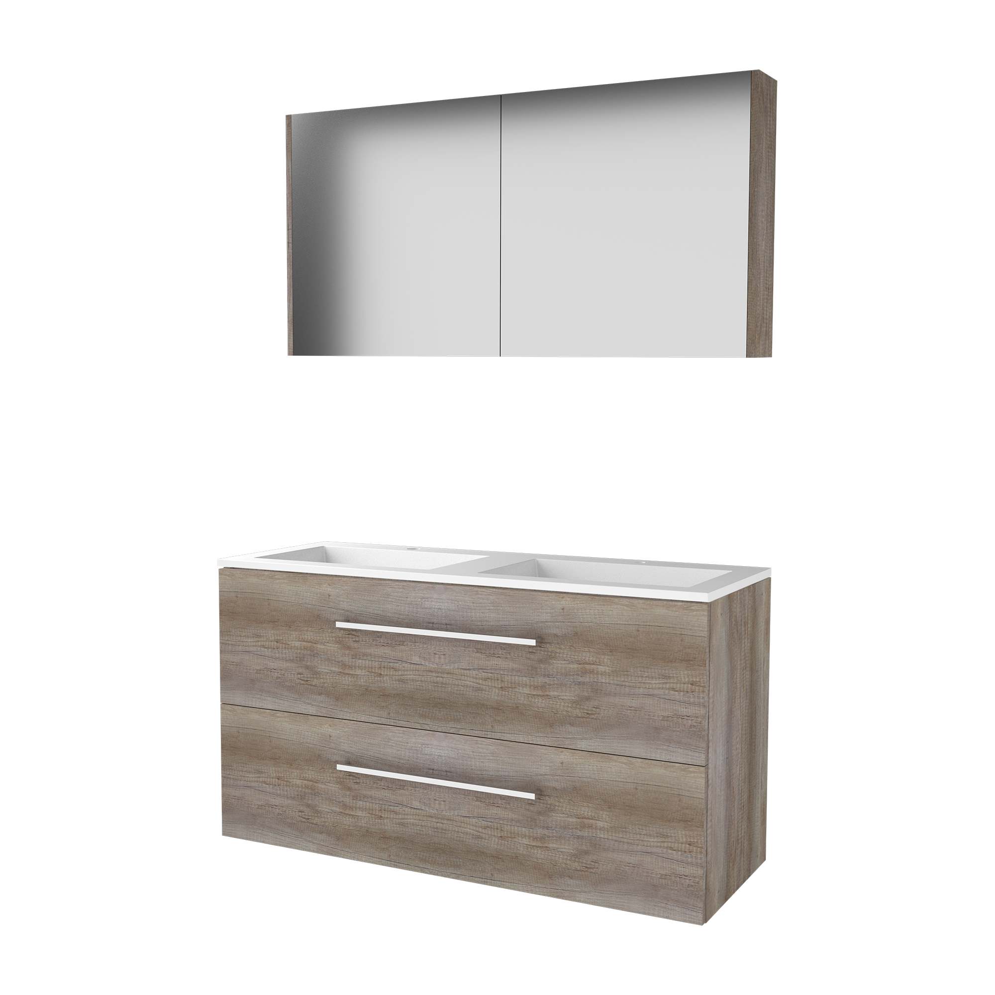 Basic Comfort 46 set 120x46cm met gr. 2 la Acryl wast. 2 krgt incl. kast C46GR1202A2SO Scotch Oak