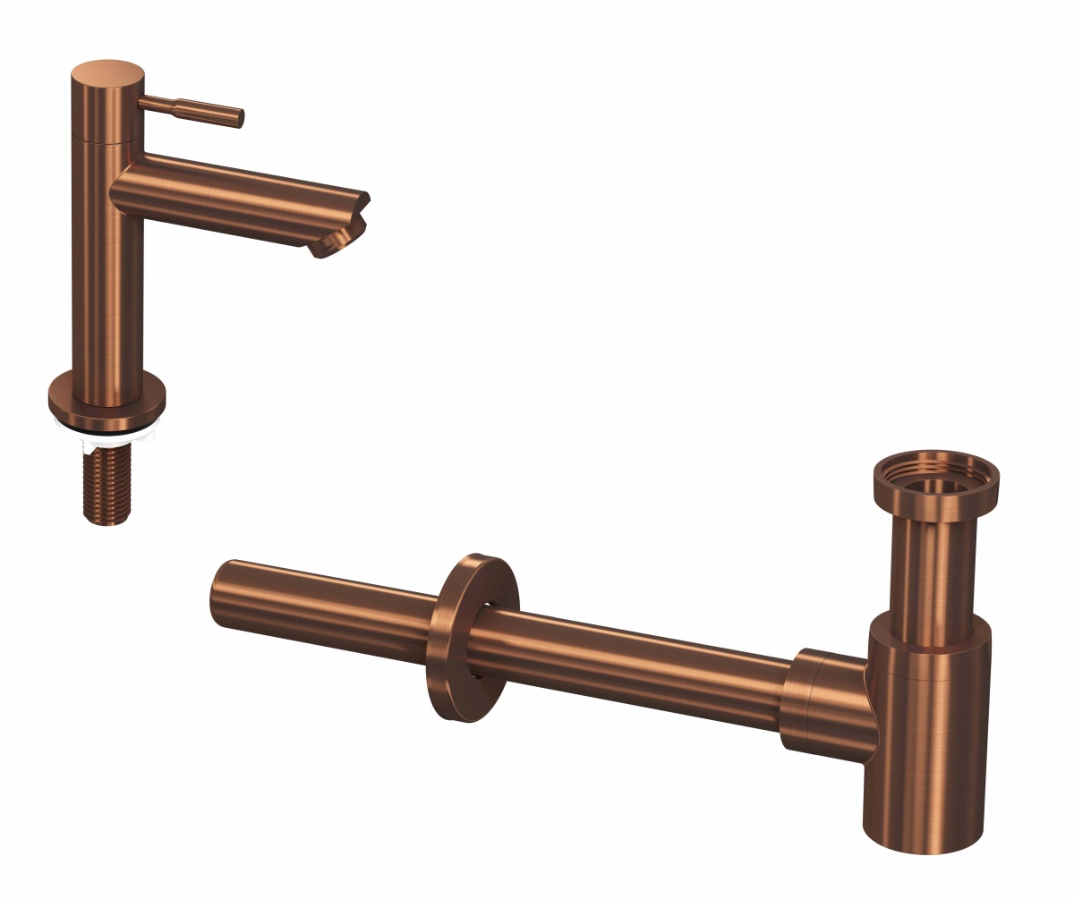 INK set 1B fonteinkraan staand laag en design sifon 9902432 mat rose goud