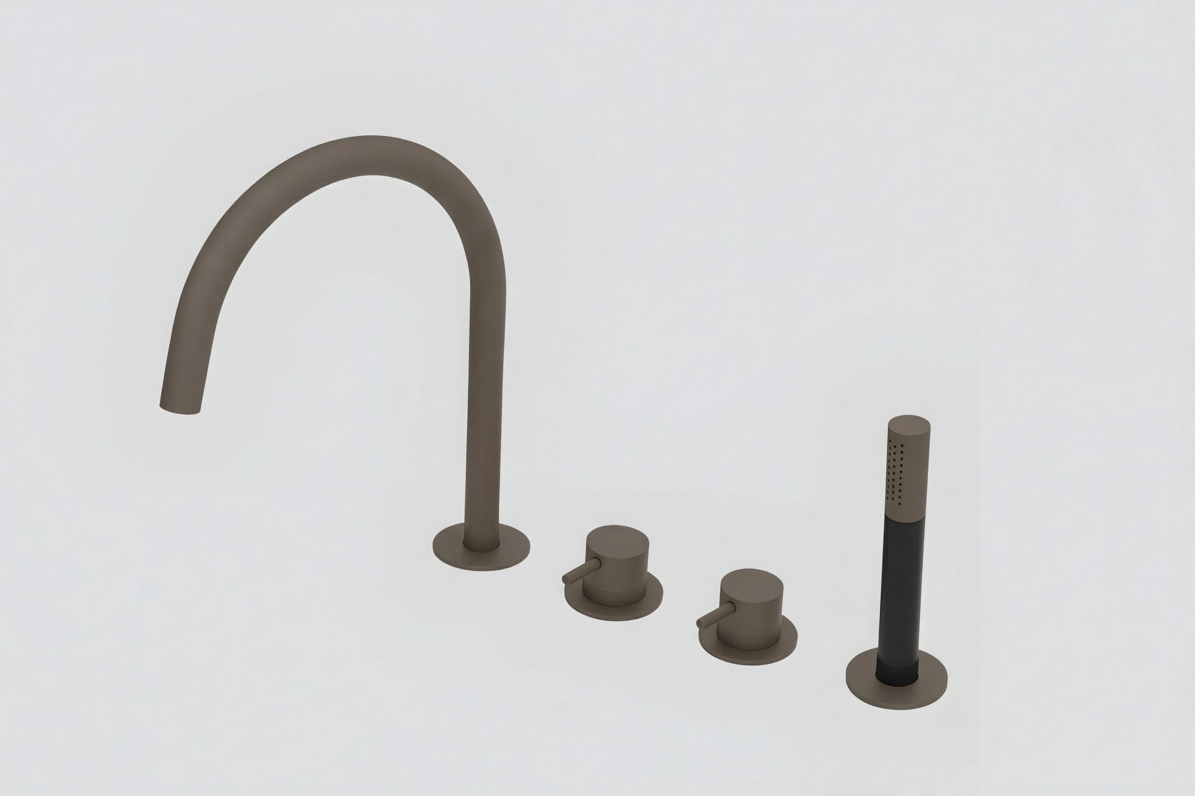 Lagoo Garda Badrandcombinatie met mengkraan uitloop 2-weg omstel en handdouche (staaf) G3210TC Tuscany