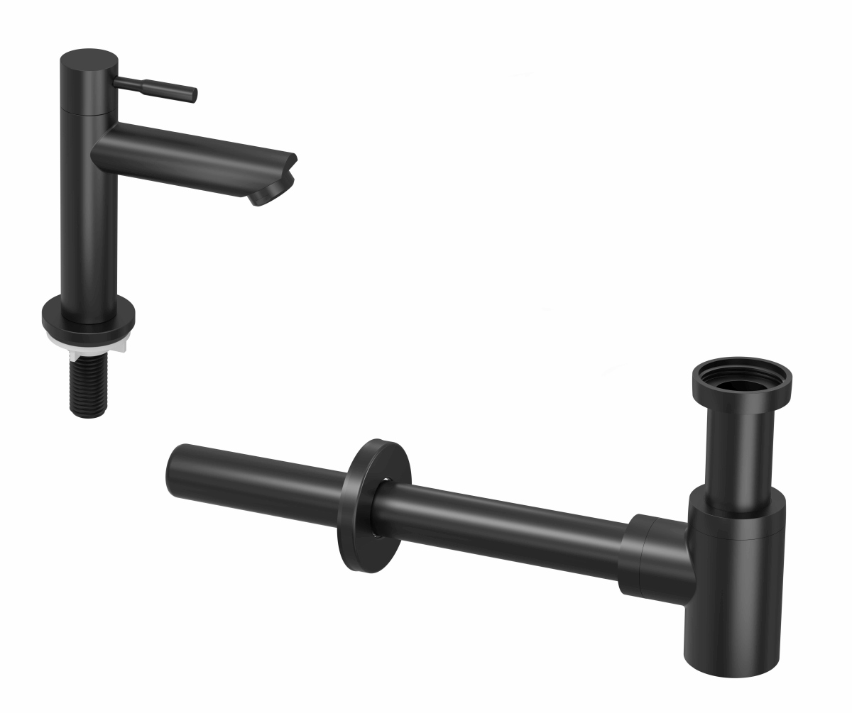 INK set 1B fonteinkraan staand laag en design sifon 9902431 m. zwart