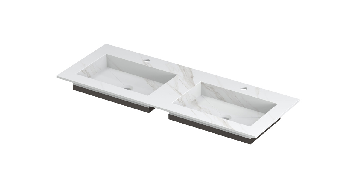 INK Post wast. keramische slab envelop bak dubbel 2 krgt. H10xB1200xD450 Calacatta mat / 210090