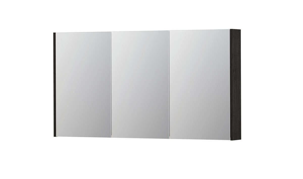 INK SPK2 spiegelkast m. 3 dubbelzijdige spiegeldeuren en stop/schak. 1105465 Houtskool eiken H730xB1400xD140