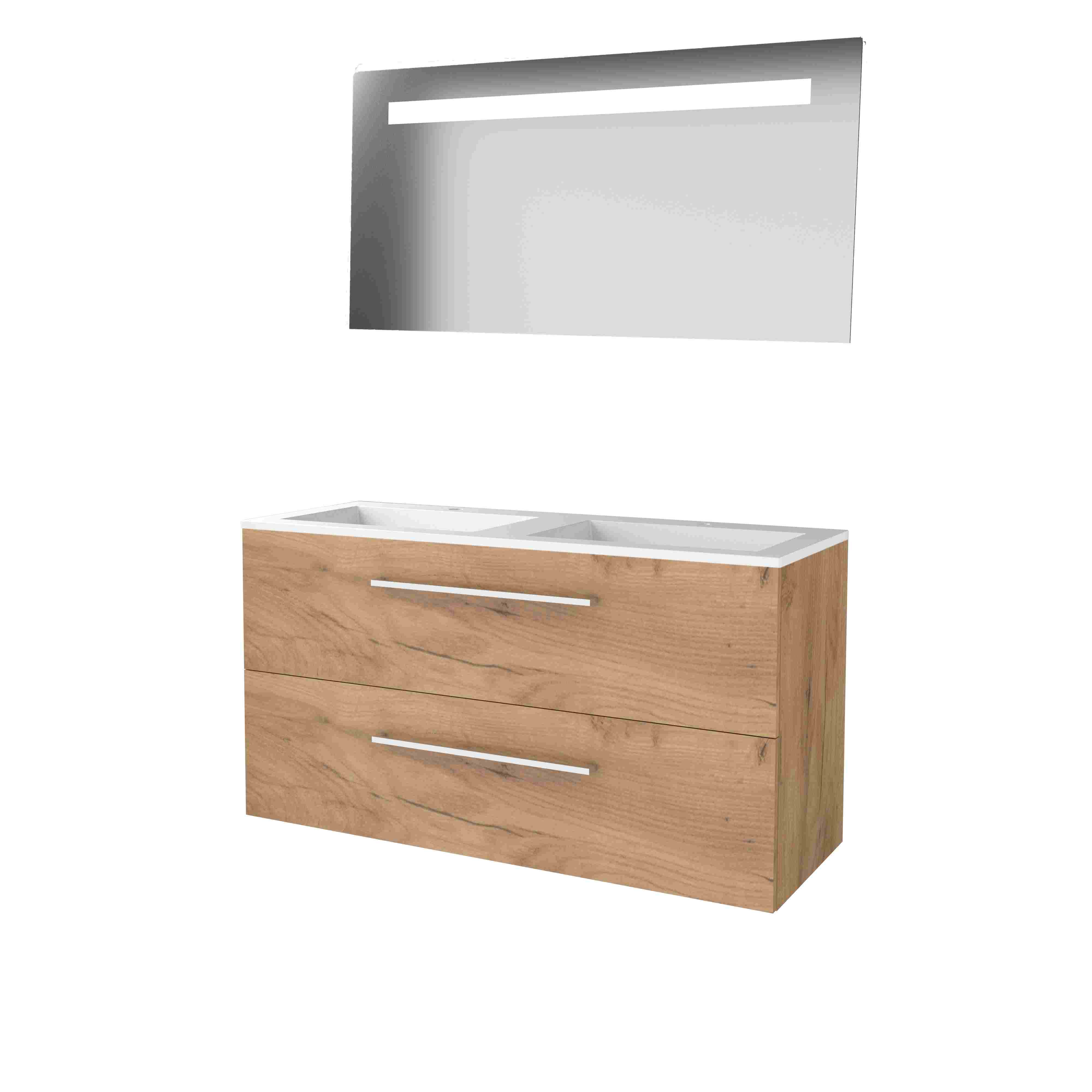 Basic Economic 46 set 120x46cm met gr. 4 la Acryl wast. 2 krgt incl. spiegel m. verl. E46GR120A2WO Whisky Oak