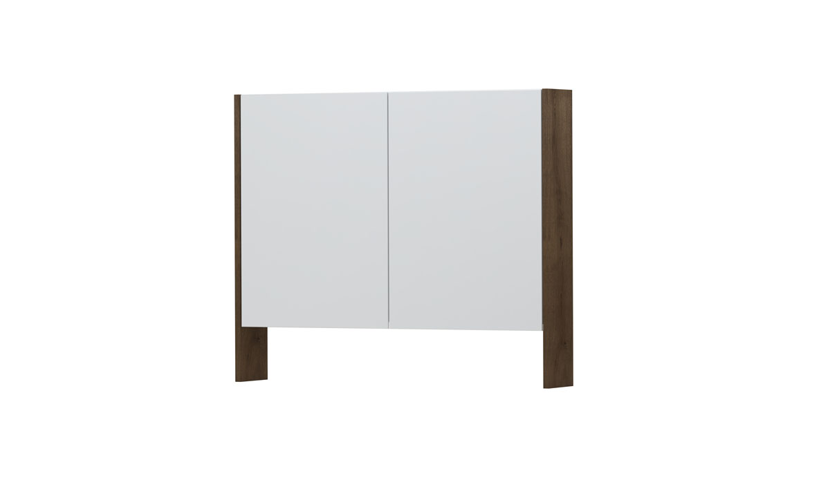 INK SPK3 spiegelkast m. dubbel gesp. 2 deuren icm open planchet en stop/schak. 1110173 Chocolate fineer H740xB900xD140