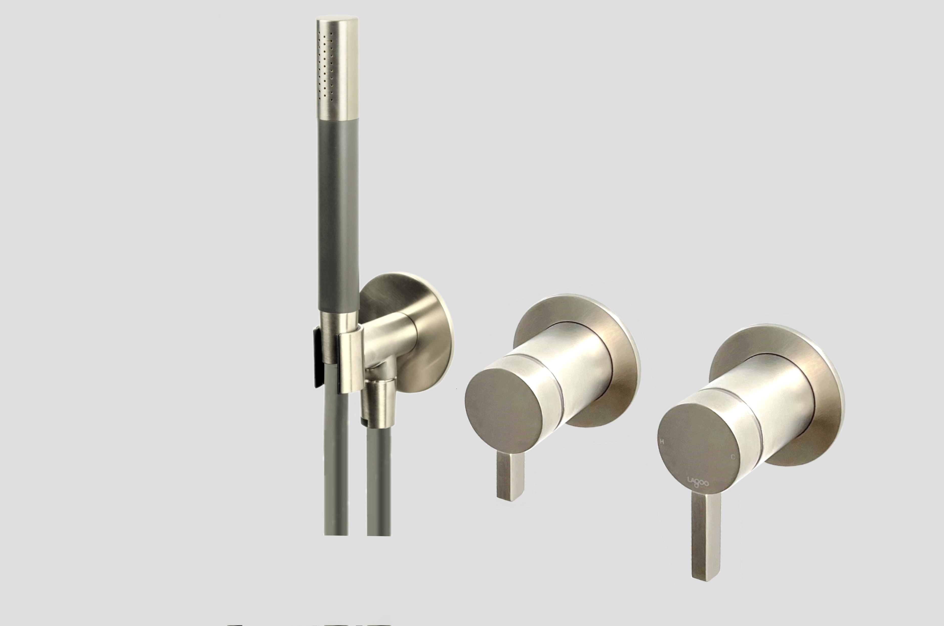 Lagoo Como Inbouw douche-/badmengkraan m. omstel afbouwdeel en handdouche CM3218BN Brushed Nickel