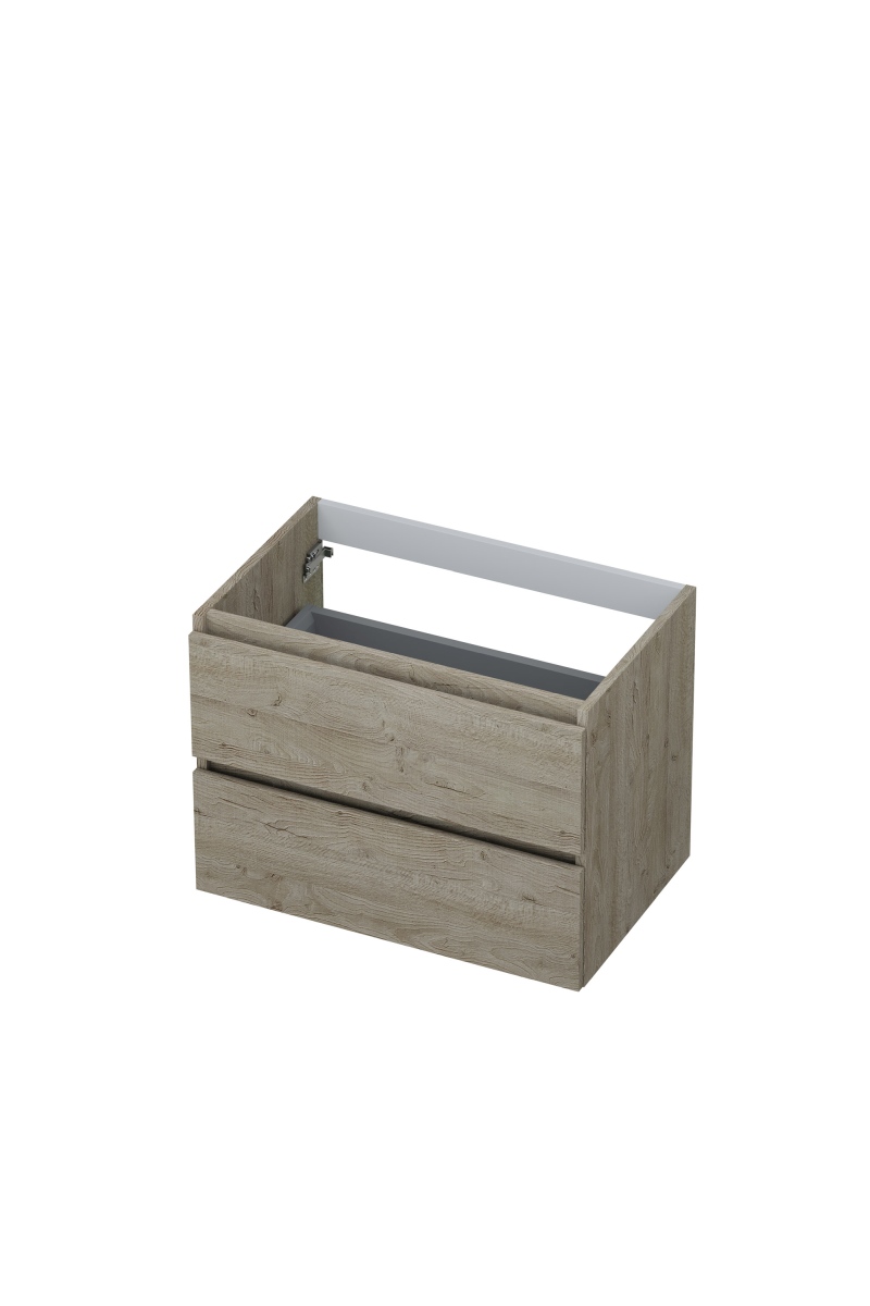 INK onderk. 2 laden greepl. met houten keerlijst 1257119 Greige eiken H520xB700xD450