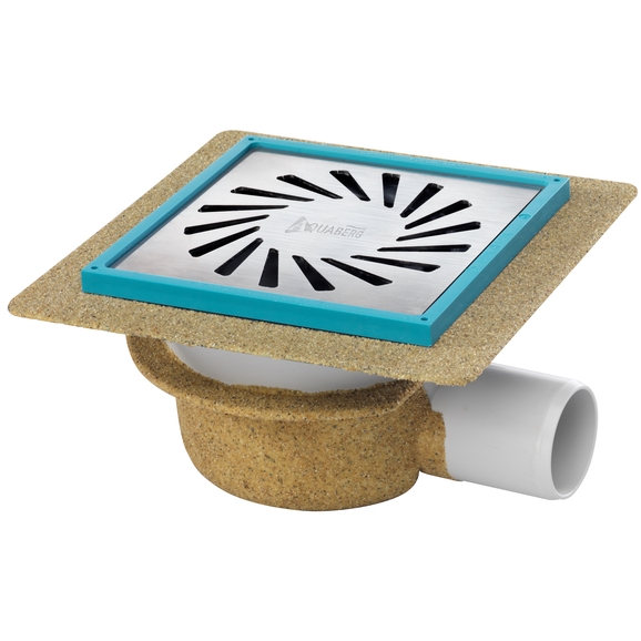 Aquaberg vloerput ABS bezand zu 50mm flens/voegframe 6mm x 7.5mm verstelbaar vert-hor 2040 - 146x146mm - waterslot 50 mm