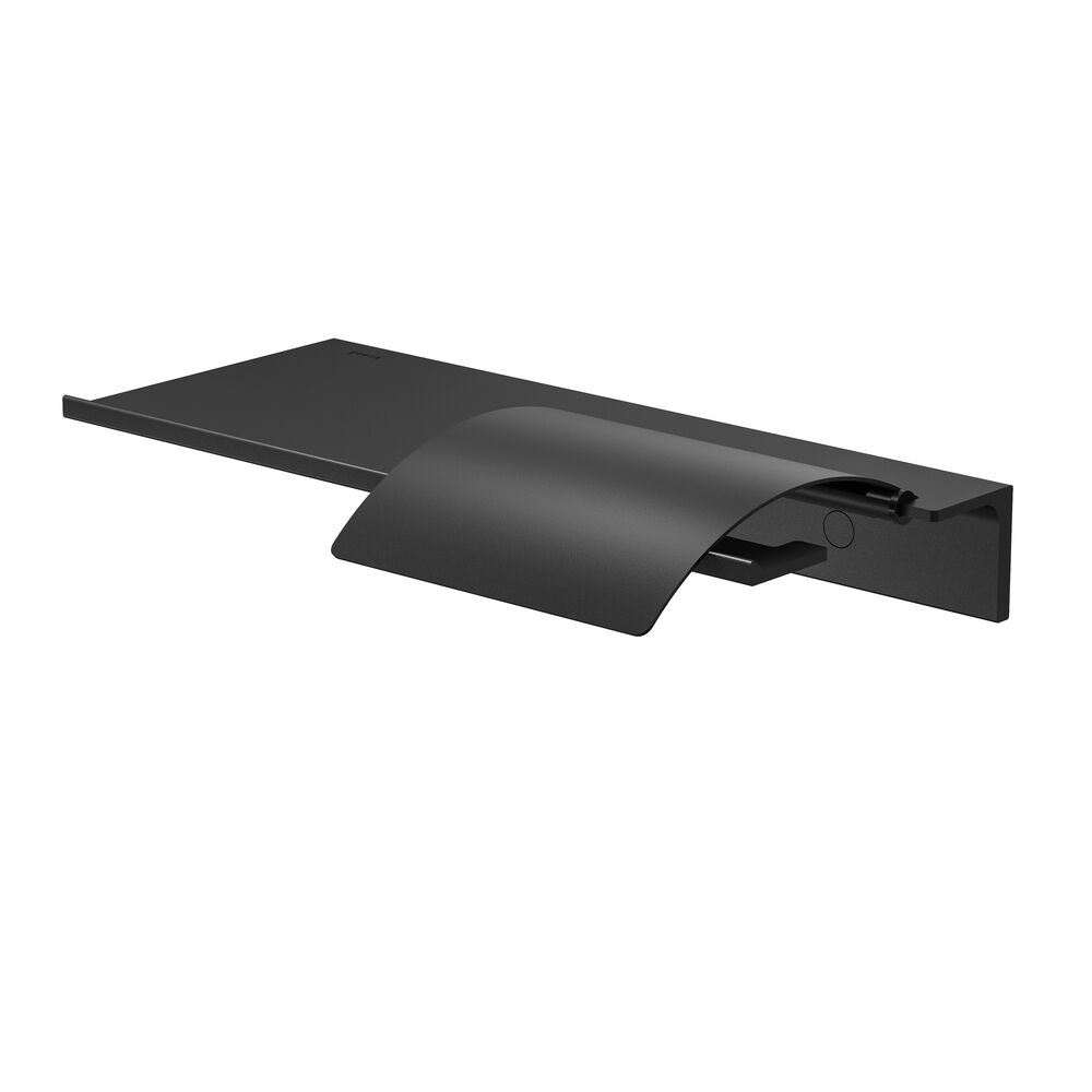 Geesa Leev Planchet 28 cm met toiletrolhouder met klep Zwart 918208-06-280