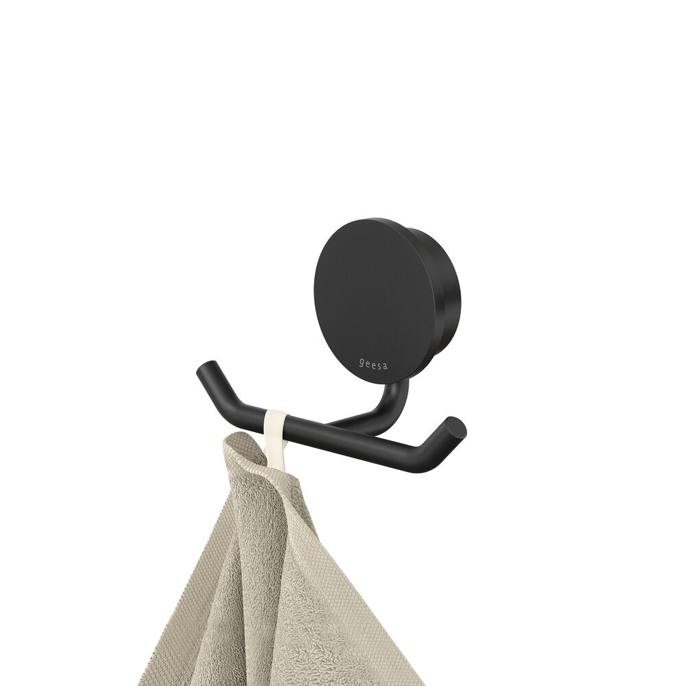 Geesa Opal handdoekhaak dubbel 917215-06 zwart