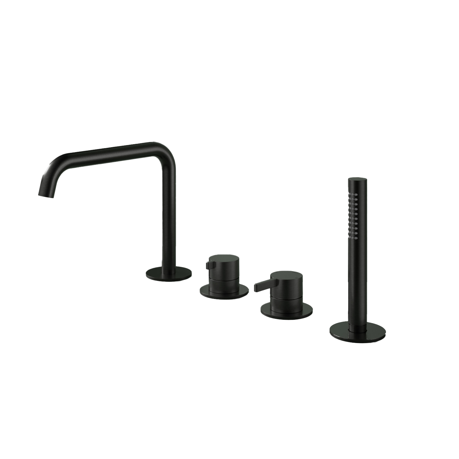 Hotbath Ace badrandcombinatie eenhendel mengkraan m. 2-weg omstel incl. handd. en uitloop AC073MBP Mat Zwart PVD