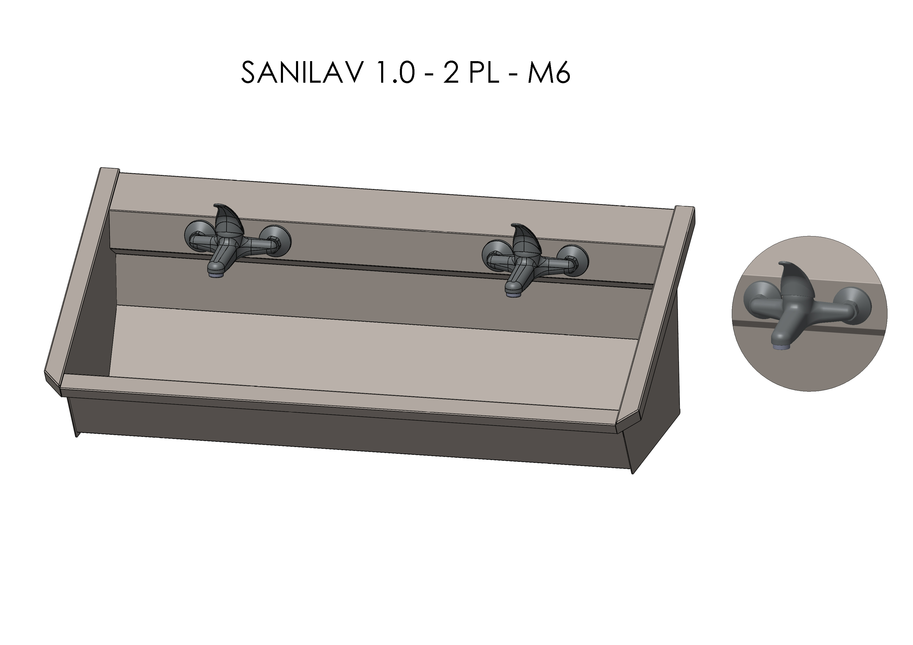 Intersan Sanilav muurwastrog rvs 2p 120 1gr.mngkr SANILAV 1.0-2-M6