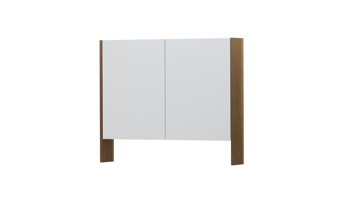 INK SPK3 spiegelkast m. dubbel gesp. 2 deuren icm open planchet en stop/schak. 1110168 massiek eiken Aqua H740xB900xD140