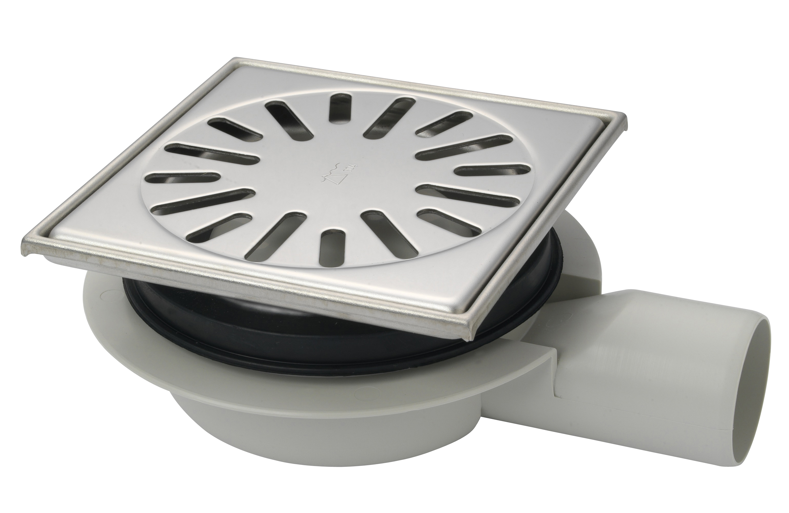 Aquaberg ABS put m/RVS rooster zij-uitlaat verstelbaar vert-hor 4416 15x15cm