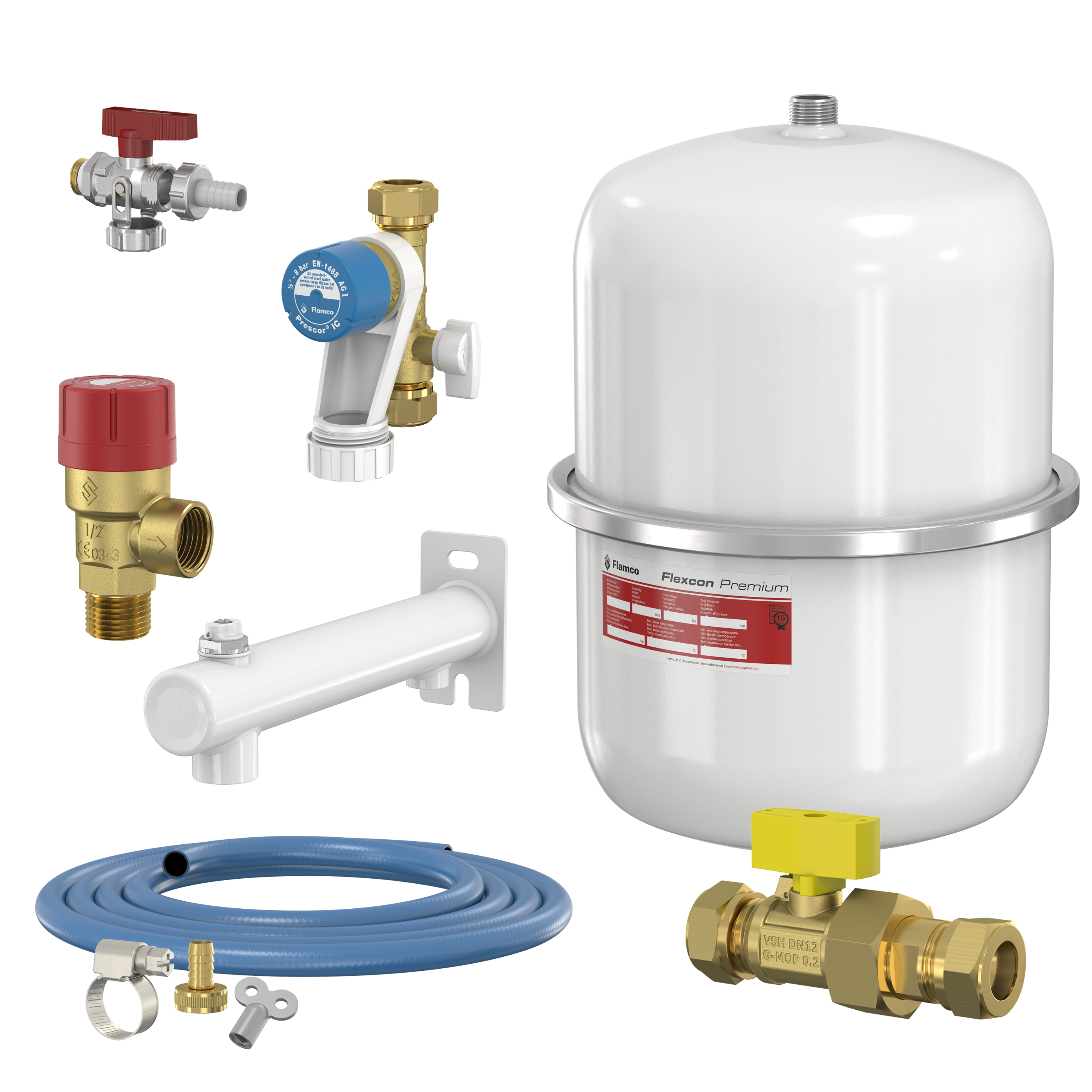 Flamco compleet ketelaansluitpakket Wit 26053