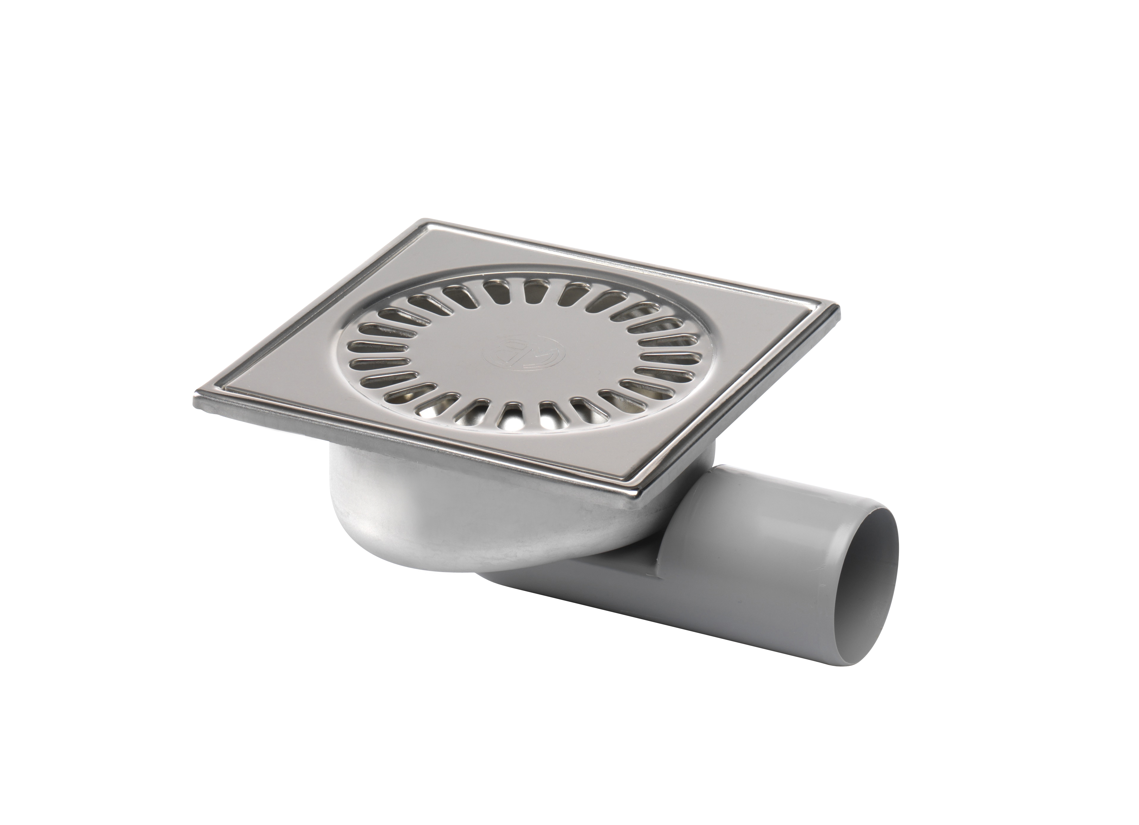 Aquaberg rvs vloerput met zij/onderuitlaat 15x15 182.150.050