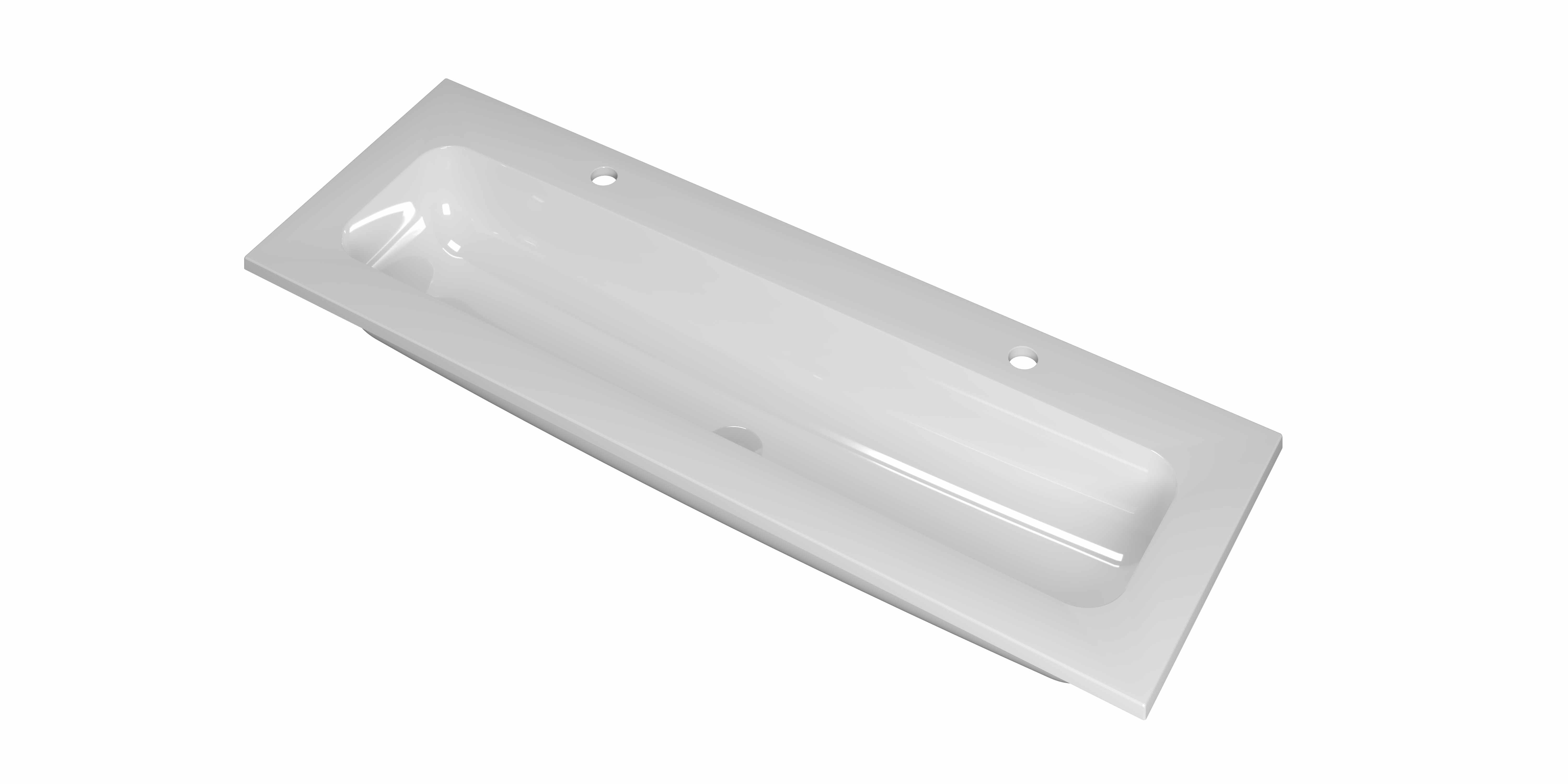 INK Reflekt wast. polystone centraal met 2 krgt. 3407642 Glans wit 1200x400x15