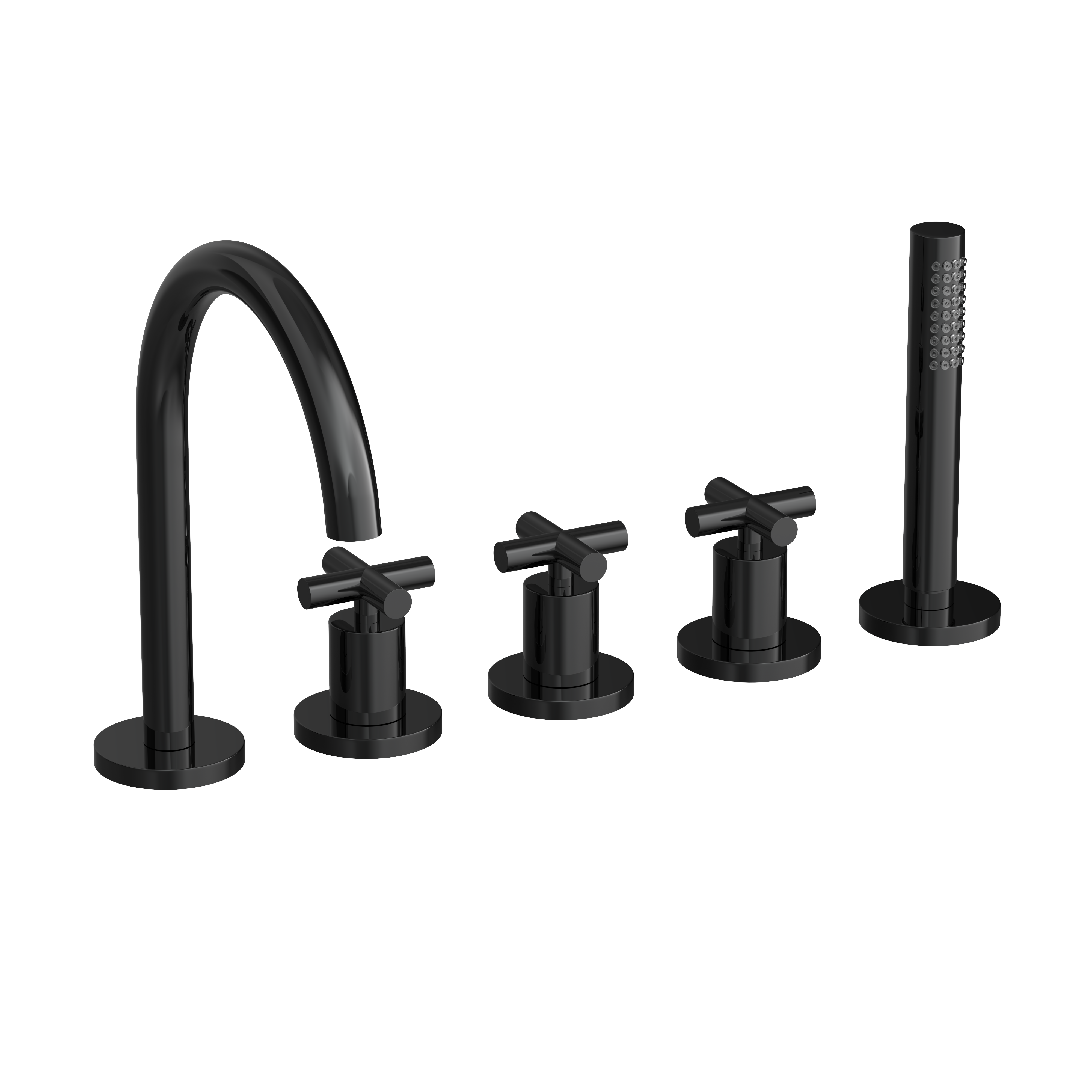 Hotbath CHAP badrandcombinatie een hendel mengkraan met uitloop C173PBP Gepolijst zwart PVD