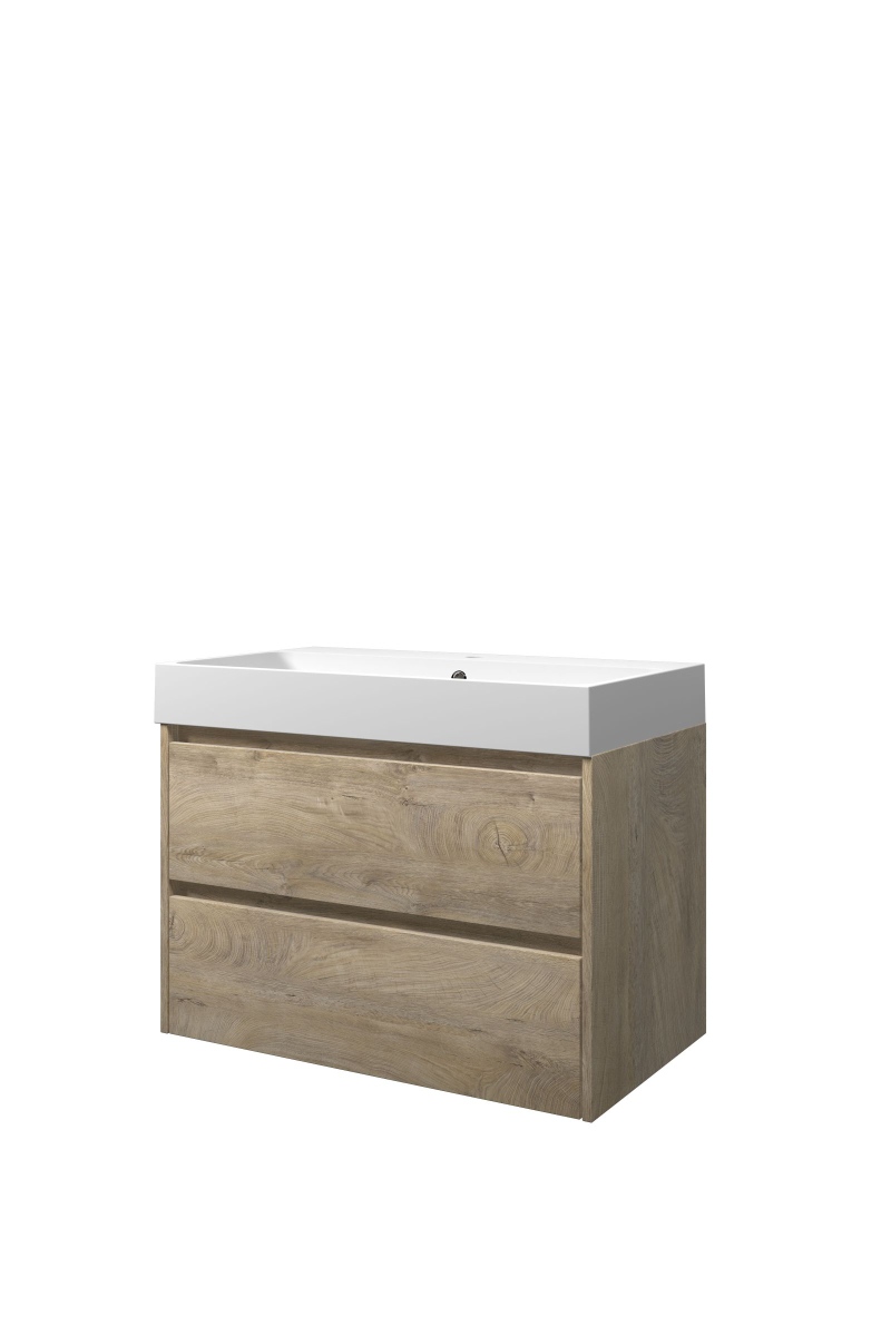 Proline set polystone Loft wast. met 1 krgt. en onderk. sym. 1816871 Raw oak/Mat wit H620xB800xD460