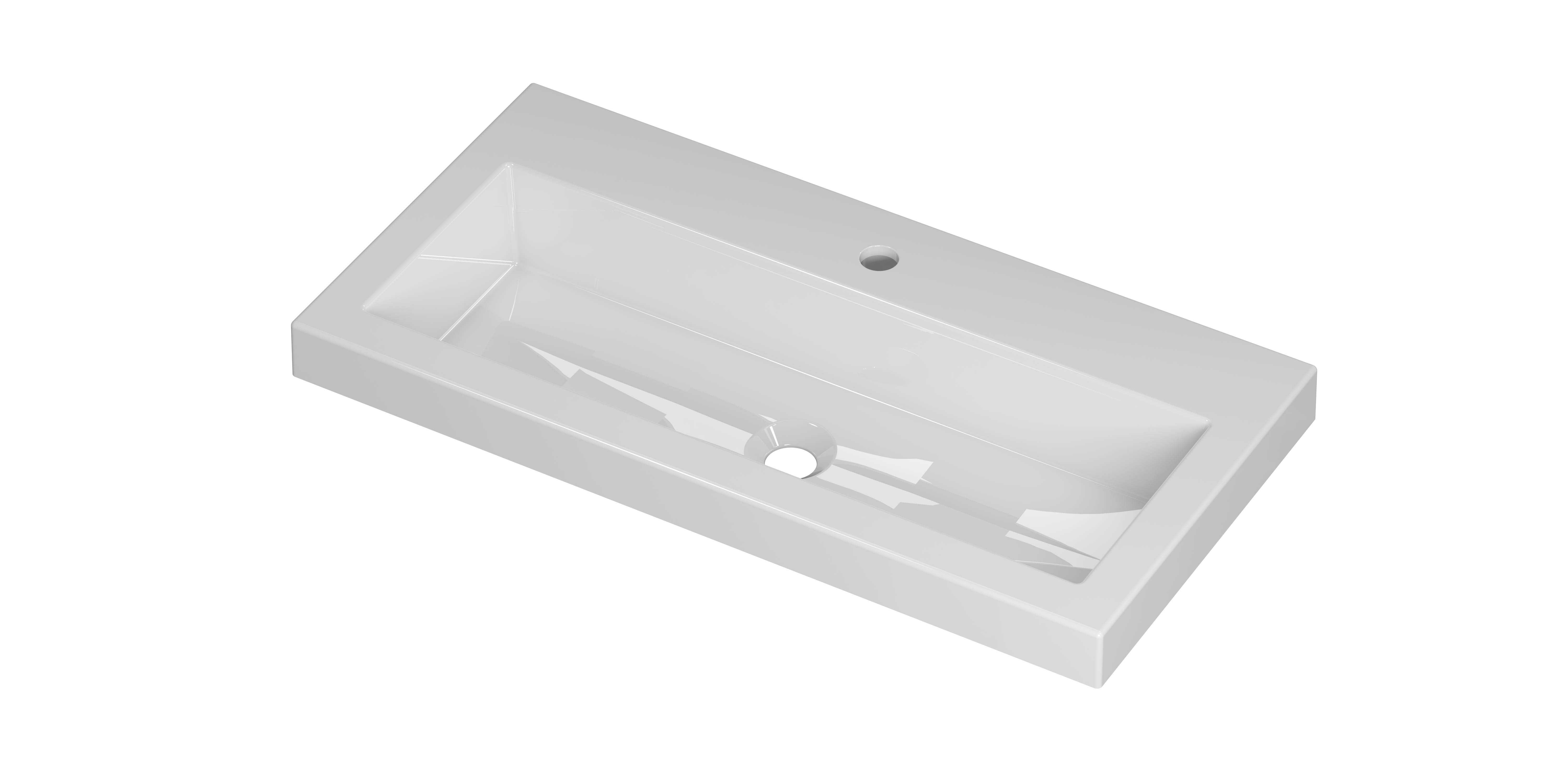 INK Roots wastafel pors. m. 1 krgt. 300612 Glans wit H60xB800xD400