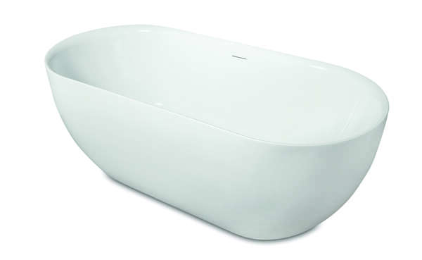 Luca Primo Vrijstaand bad dunne rand acryl met overloop 170x78x60h LUPA1770 Wit glans incl. afvoerset klikplug chroom