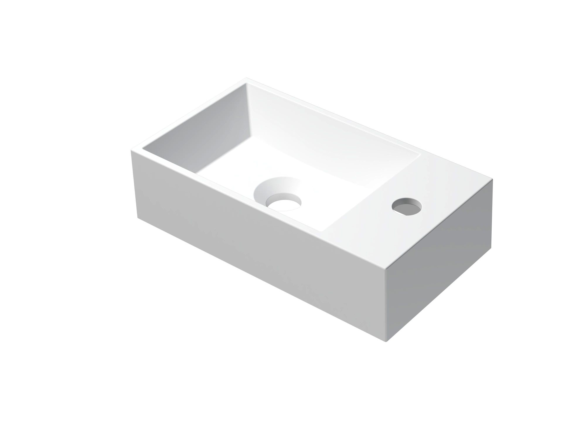 INK Contra Fontein Polystone vierkant met krgt. rechts 3403042 Mat wit H100xB400xD220