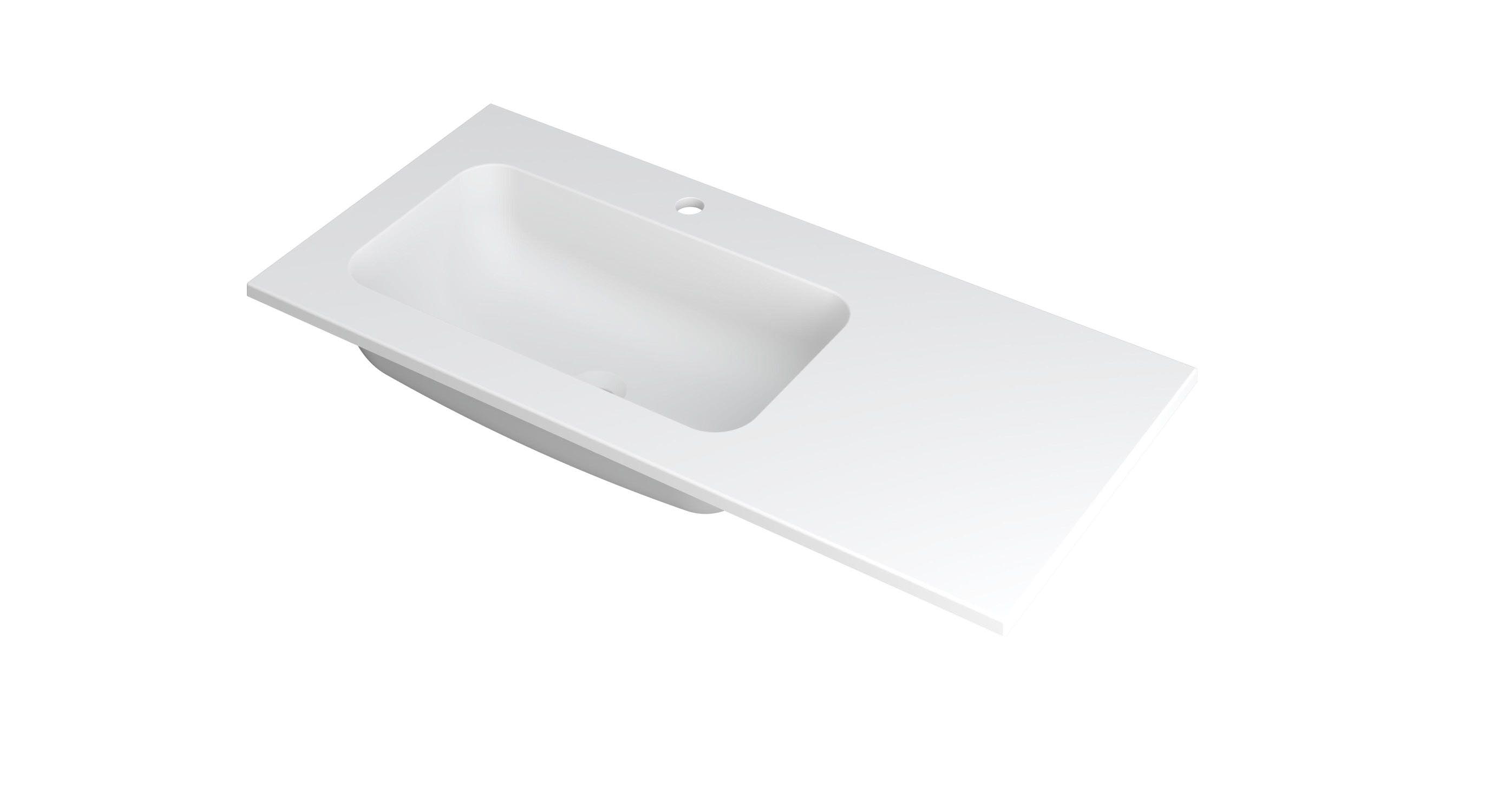 INK Faktor wast. polystone links met 1 krgt. 3407215 Mat wit H15xB1000xD450