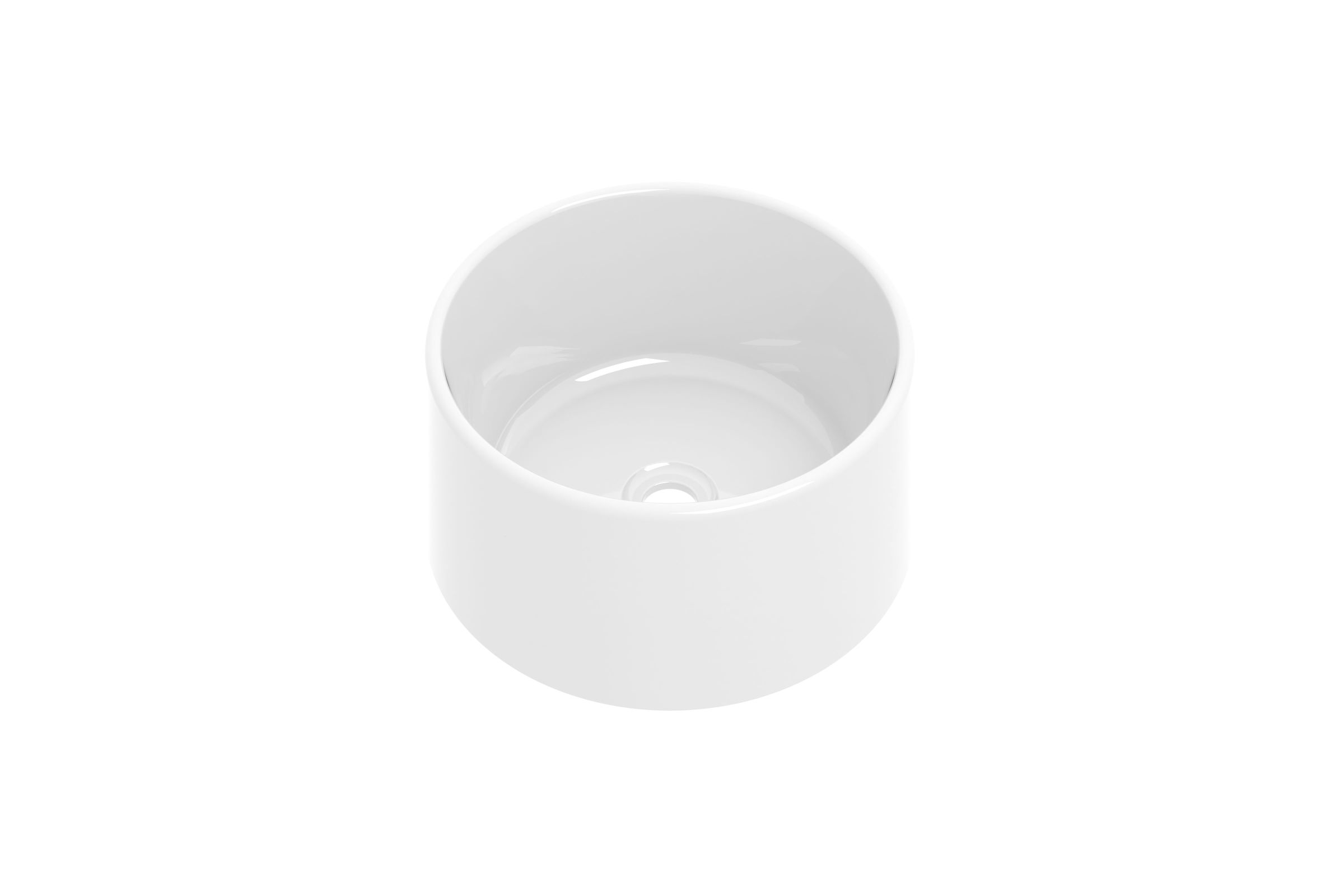 Basic Opbouwwaskom rond porselein H150xB390xD390 Glans wit / 0300201B