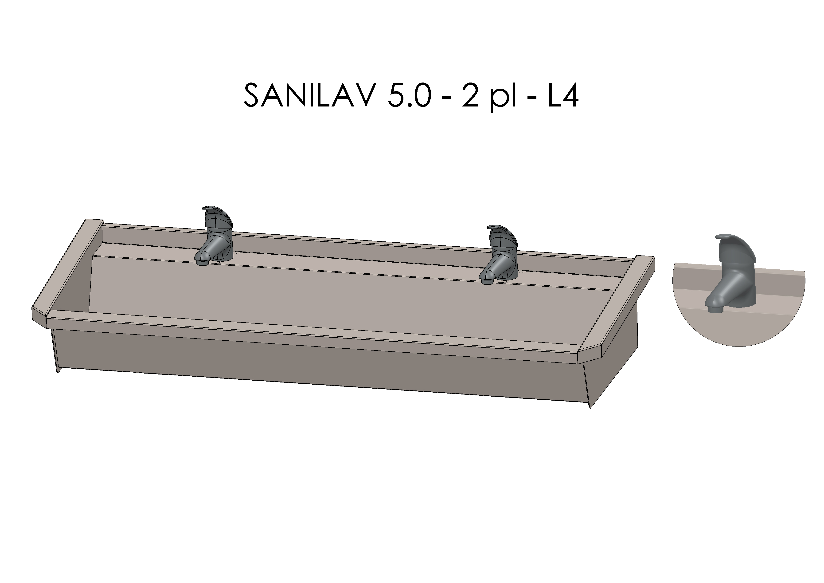 Intersan Sanilav muurwastrog rvs 2p 120 wastmngkr SANILAV 5.0-2-L4