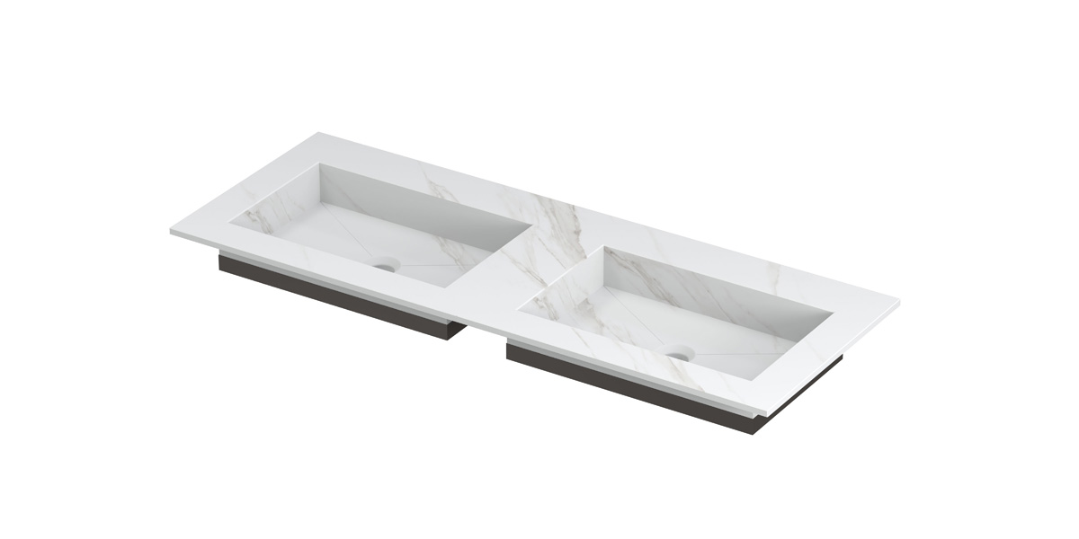 INK Post wast. keramische slab envelop bak dubbel zonder krgt. H10xB1200xD450 Calacatta mat / 210080