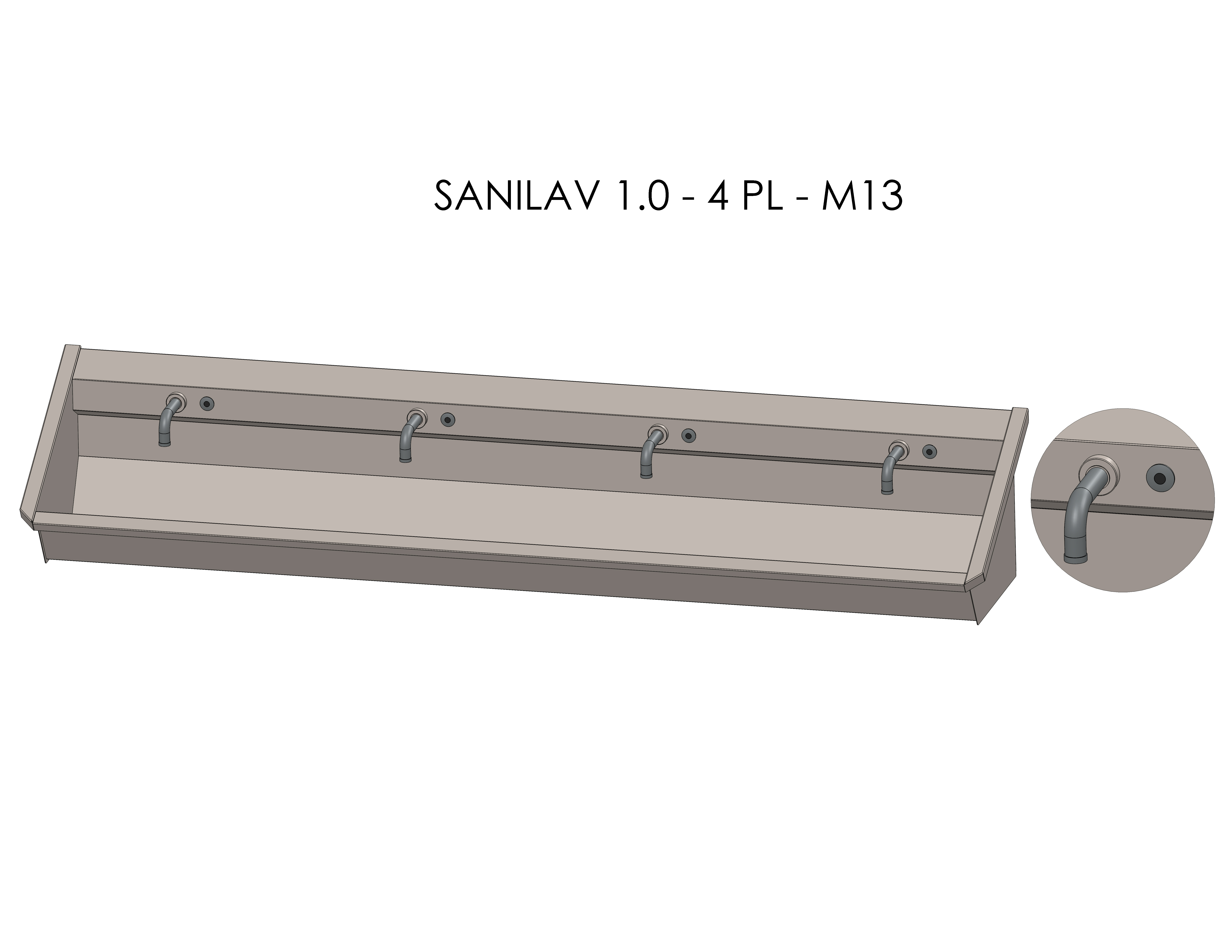 Intersan Sanilav muurwastrog rvs 4p 240 elektr. zelfsl. SANILAV 1.0-4- M13