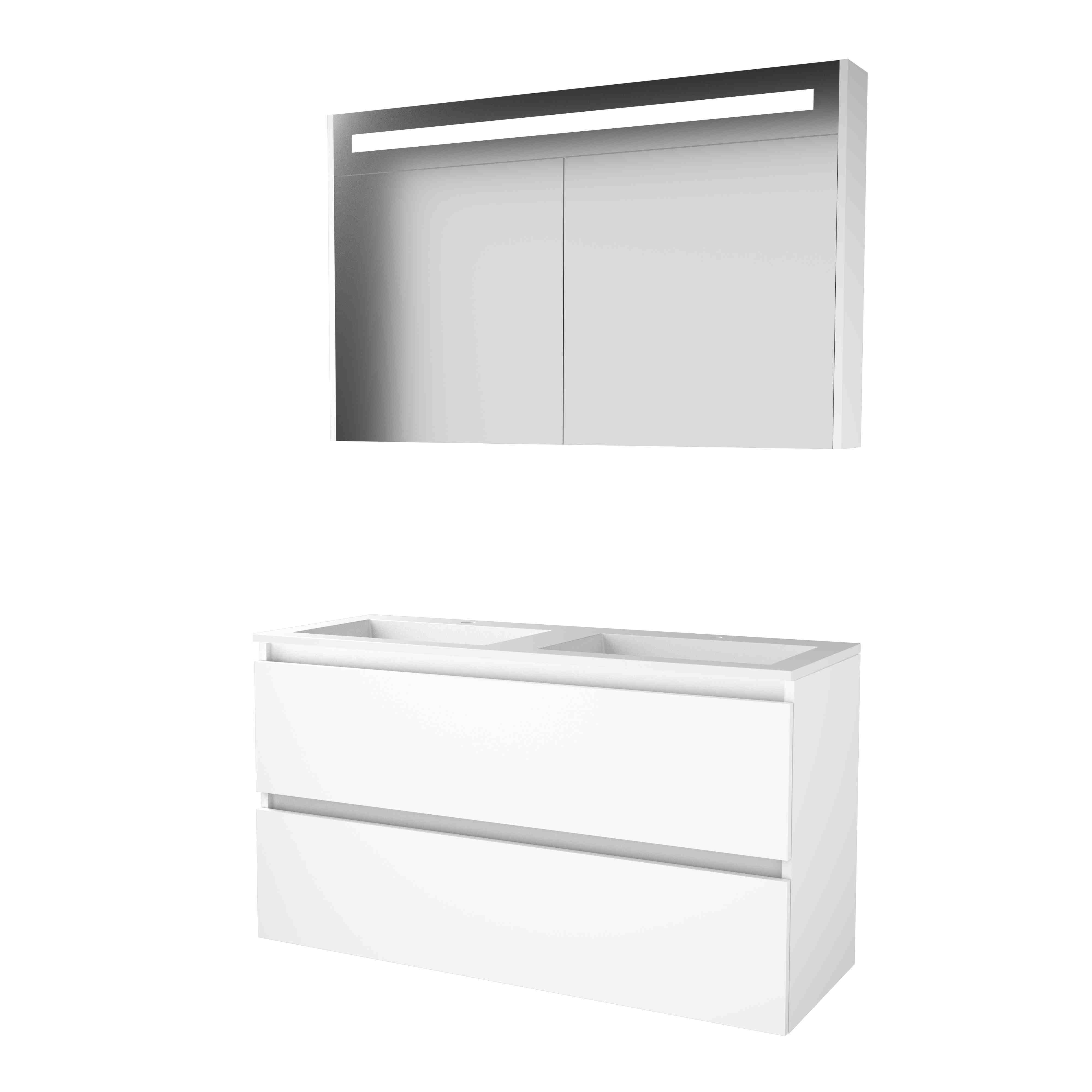 Basic Premium 46 set 120x46cm greepl. 2 la Acryl wast. 2 krgt incl. kast m. verl. P46GL1202A2IW Ice White