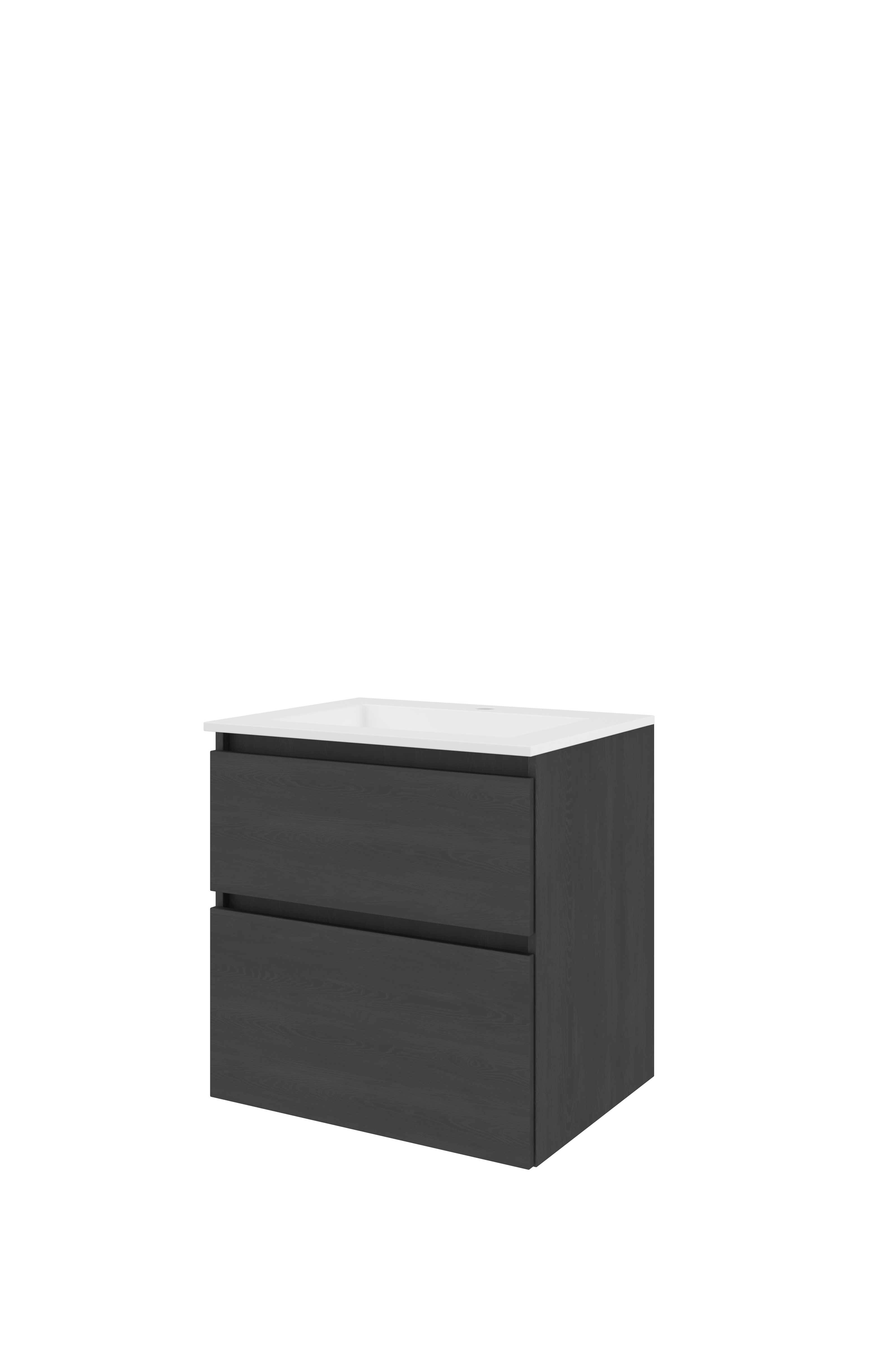 Proline Set polystone Elegant wast. met 1 krgt. en onderkast a-sym. 1816317 Black oak/Glans wit 600x460x620