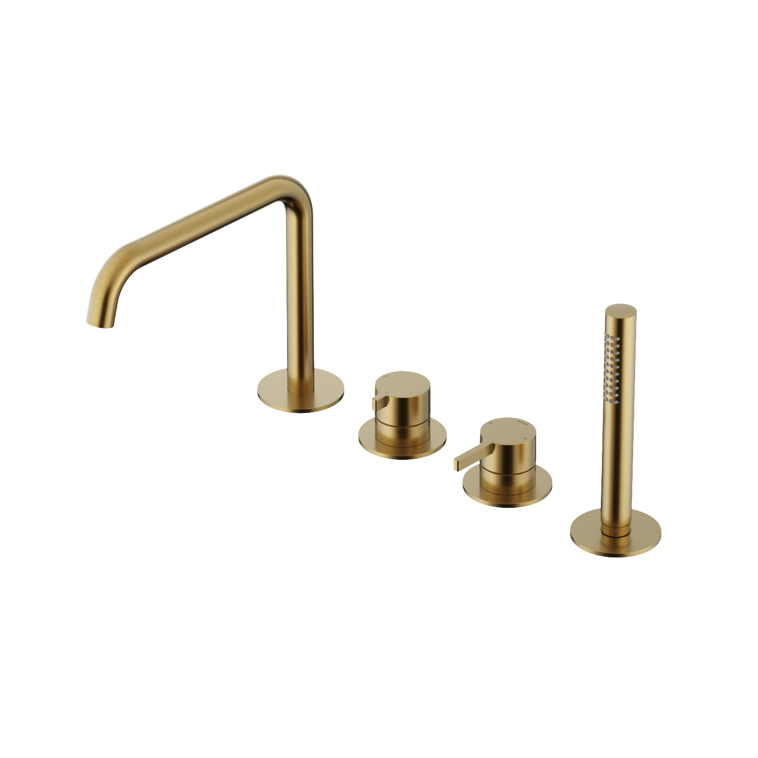 Hotbath Ace badrandcombinatie eenhendel mengkraan m. 2-weg omstel incl. handd. en uitloop AC073BBP Geborsteld messing PVD