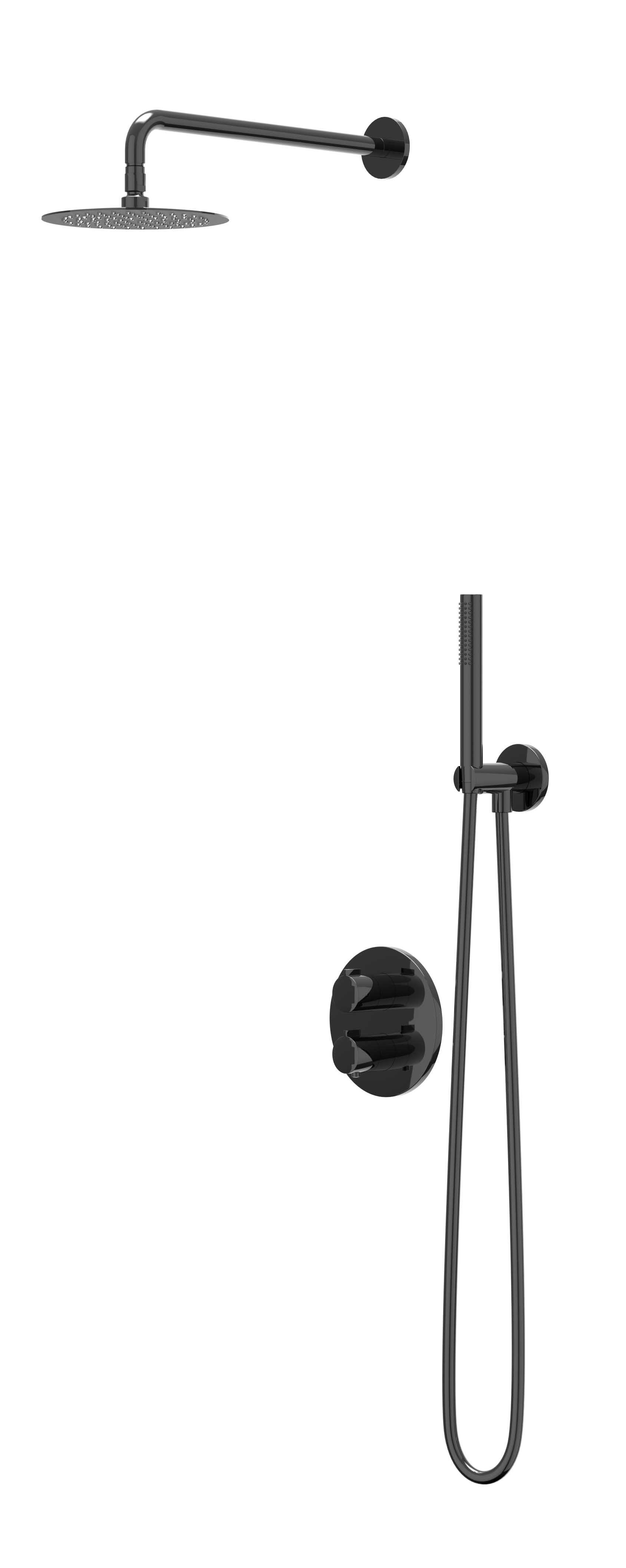 IVY Pact Inbouwset 2-weg plaf-30 20cm sl houder uitlaat en staafhdd CSP2ZCAACA Zwart chroom PVD