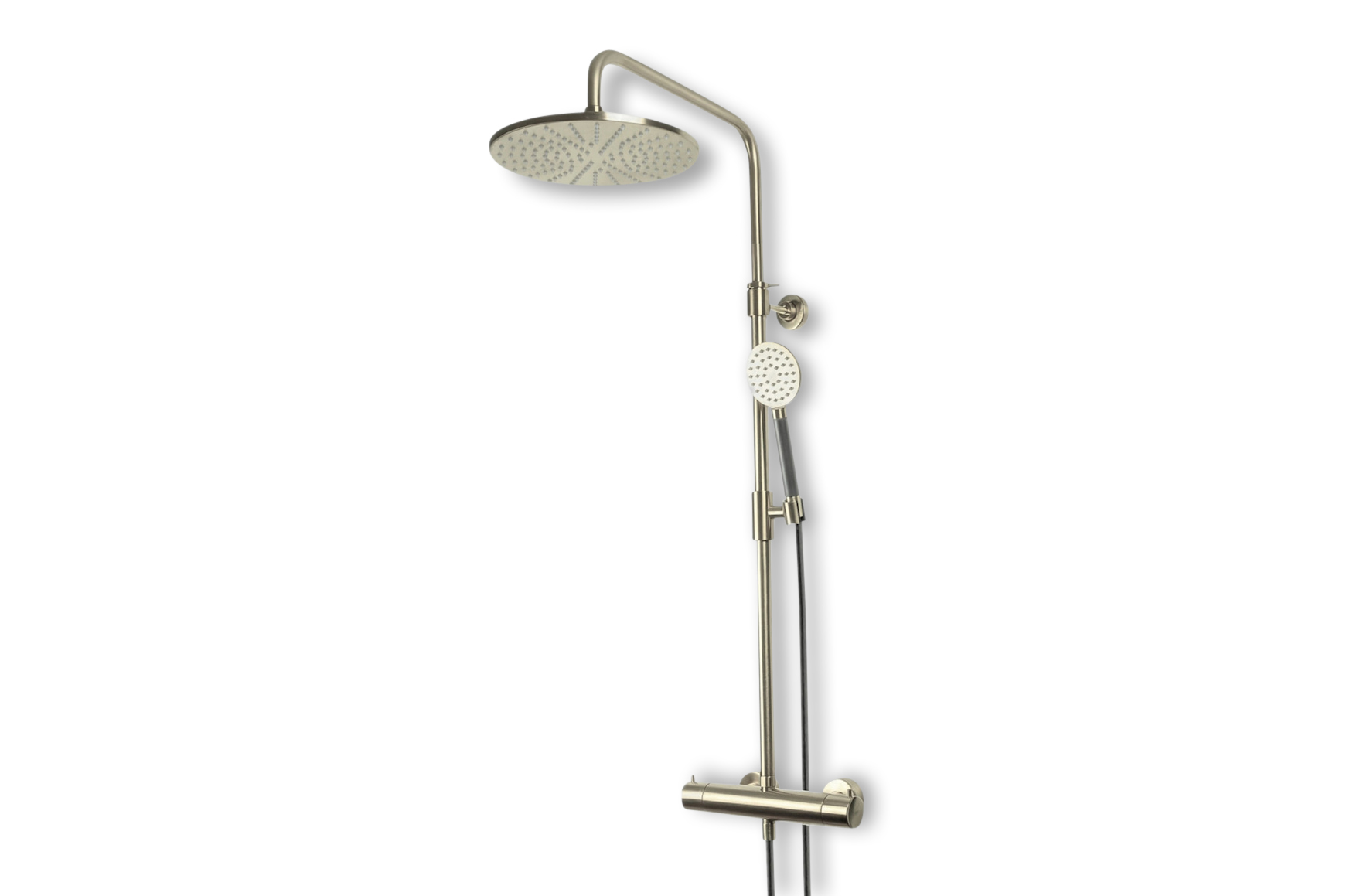 Lagoo Garda thermostatische douche set met hoofddouche 250 mm en handdouche rond G5203BN Brushed Nickel