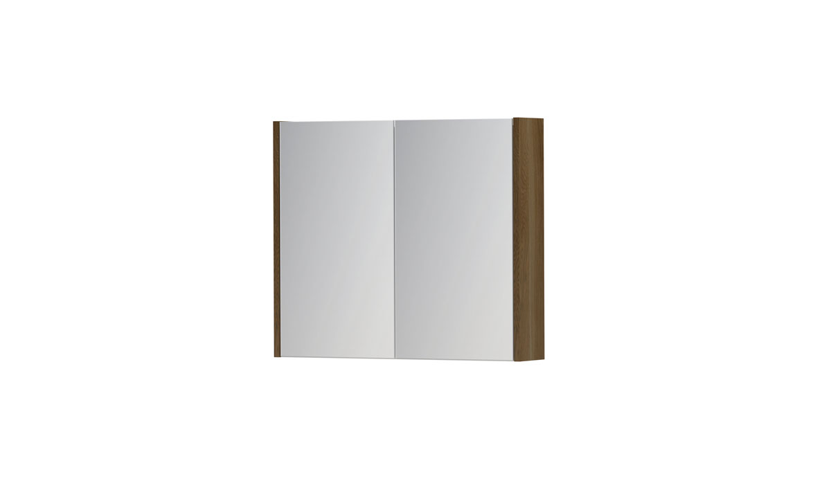 INK SPK1 spiegelkast m. 2 dubbelzijdige spiegeldeuren en stop/schak. 1110526 massief eiken Ash grey H600xB700xD140