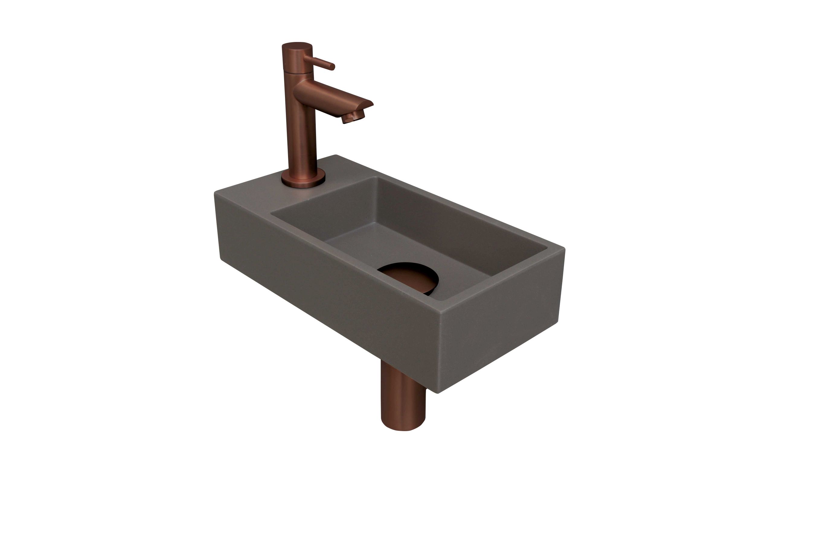 INK fonteinpack Quartz L incl. kraan sifon plug en montageset 1805150 Quartz beton/mat rose goud H90xB360xD180