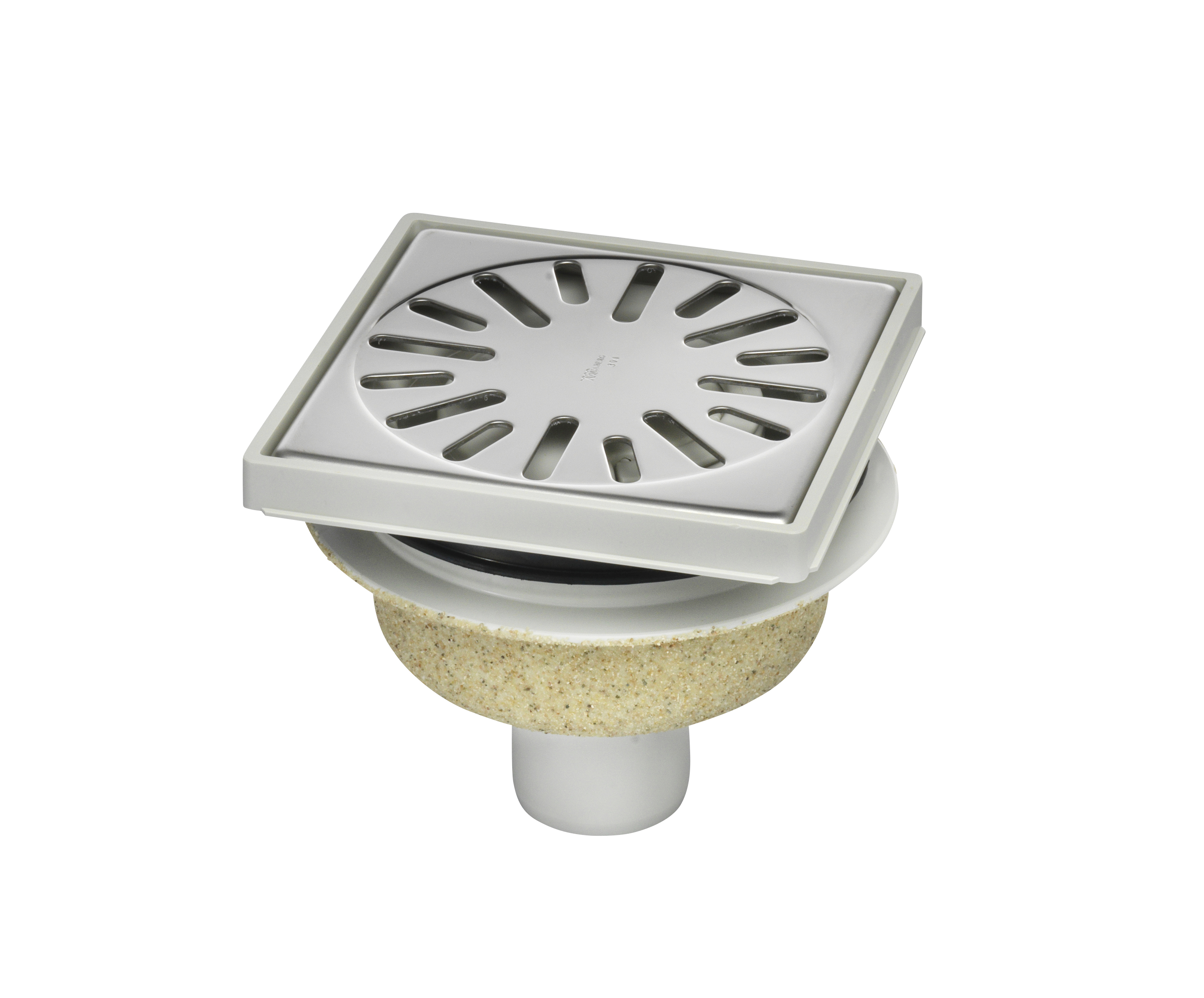 Aquaberg ABS put m/RVS rooster onder uitlaat verstelbaar vert-hor 4015A 15x15cm bezand