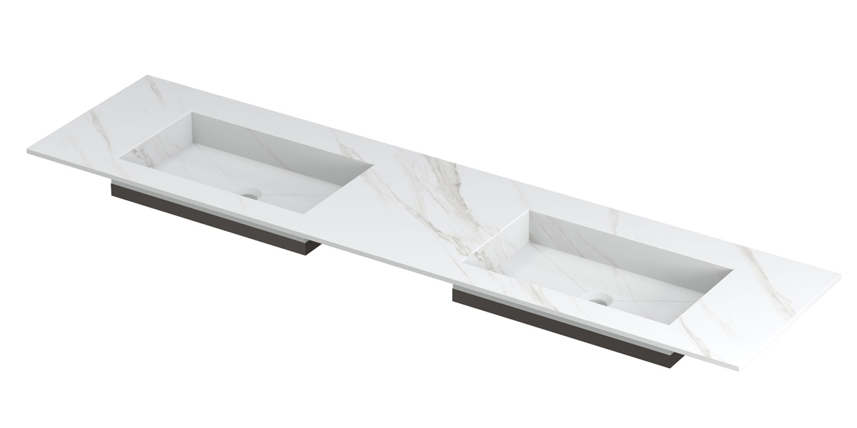 INK Post wast. keramische slab envelop bak dubbel zonder krgt. H10xB1800xD450 Calacatta mat / 210140