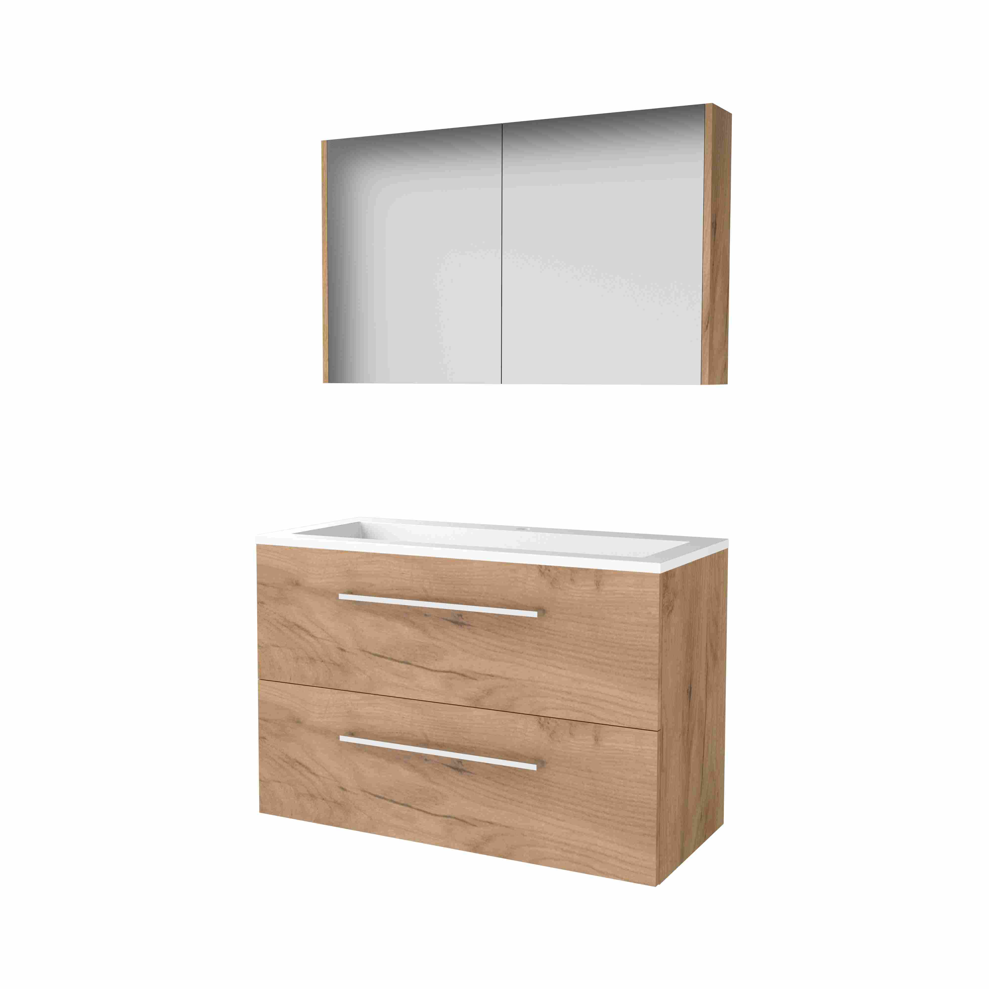 Basic Comfort 46 set 100x46cm met gr. 2 la Acryl wast. 1 krgt. incl. kast C46GR100A1WO Whisky Oak