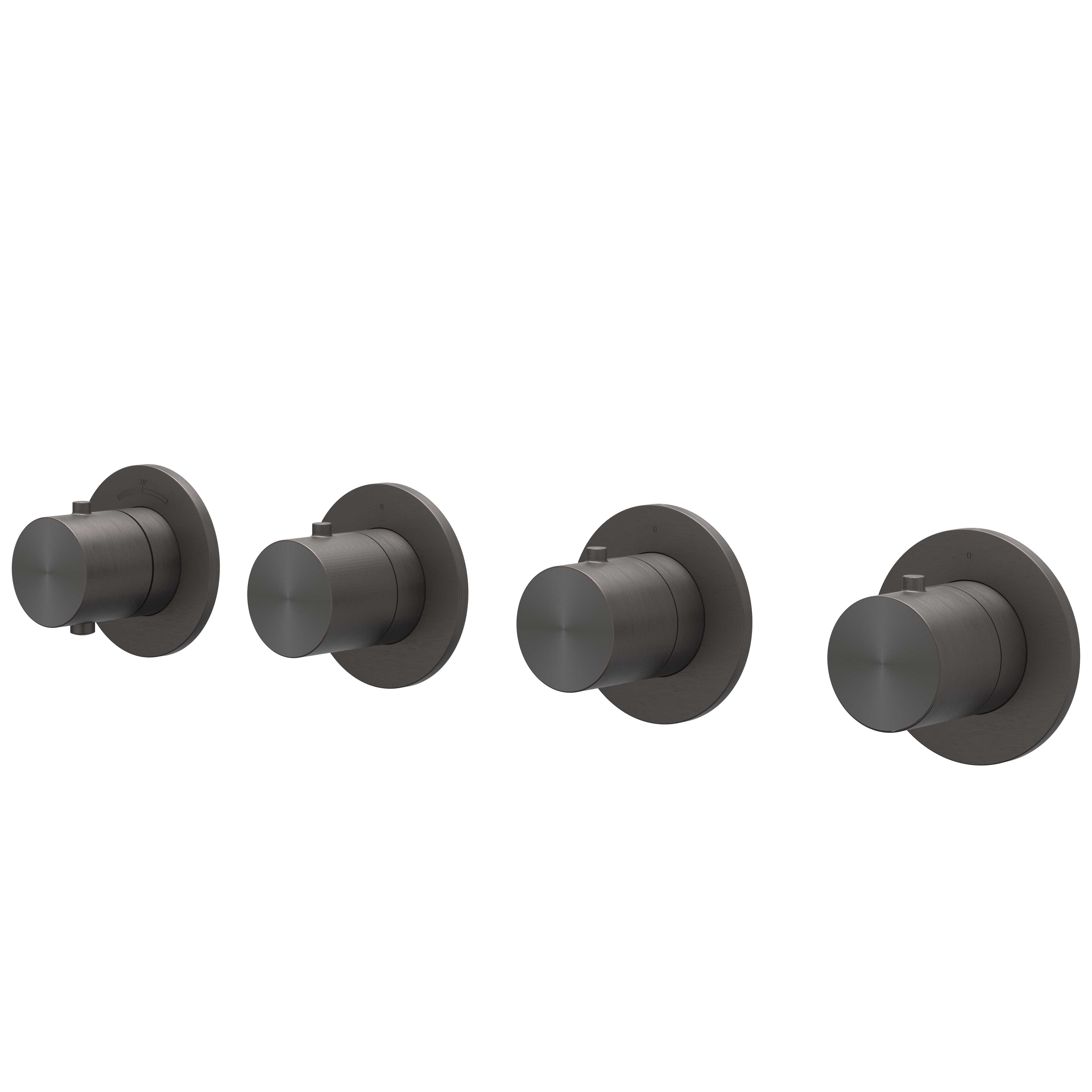 IVY Concord Afbouw inbouwtherm. m/3 stopkranen symmetry m/ronde rozetten 6201264 RVS316 gebr. carbon black PVD