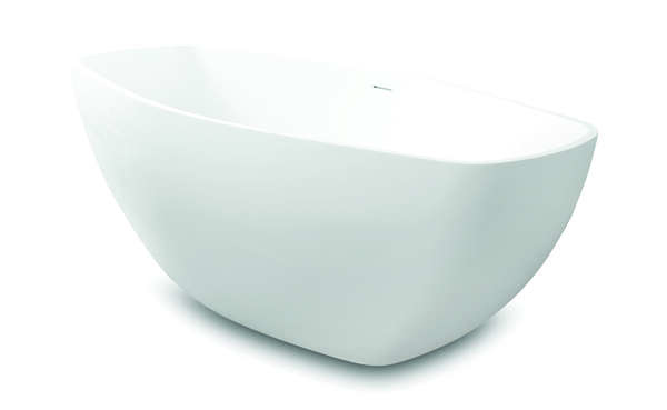 Luca Vrijstaand bad Danish oval van solid surface met overloop 170x80x60h 155kg LUVA1720M Mat wit