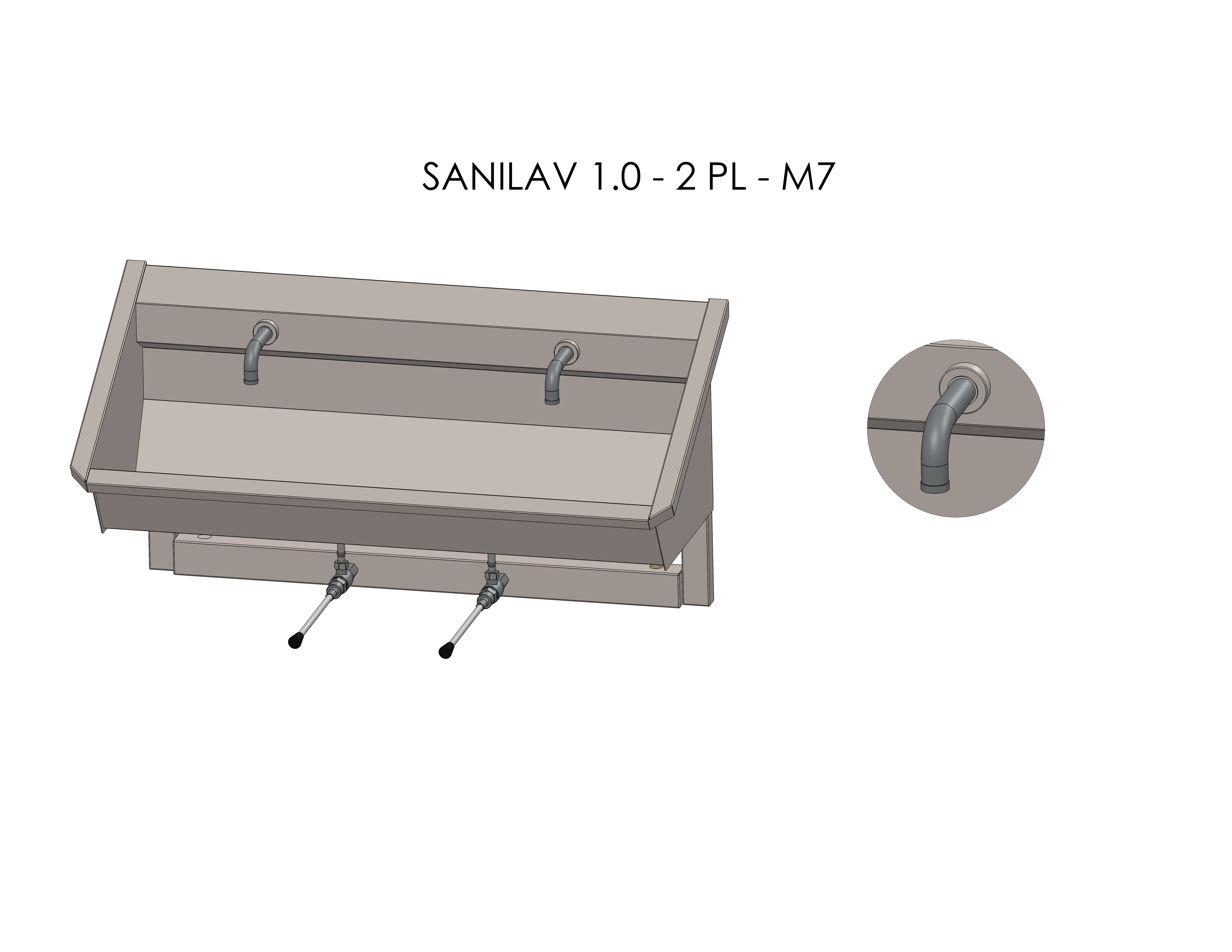 Intersan Sanilav muurwastrog rvs 2p 120 kniebediening SANILAV 1.0-2- M7