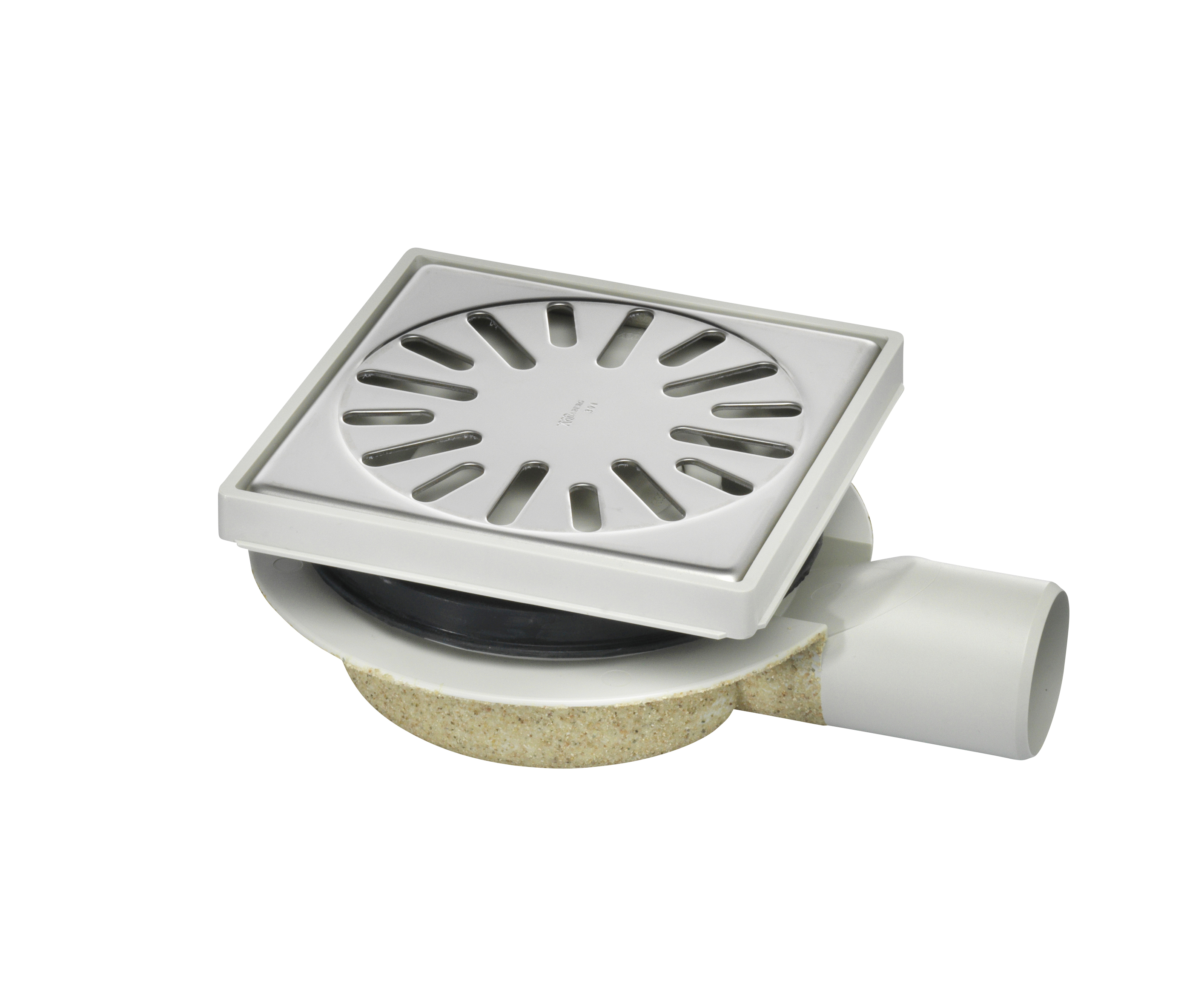 Aquaberg ABS put m/RVS rooster zij-uitlaat verstelbaar vert-hor 4016A 15x15cm bezand