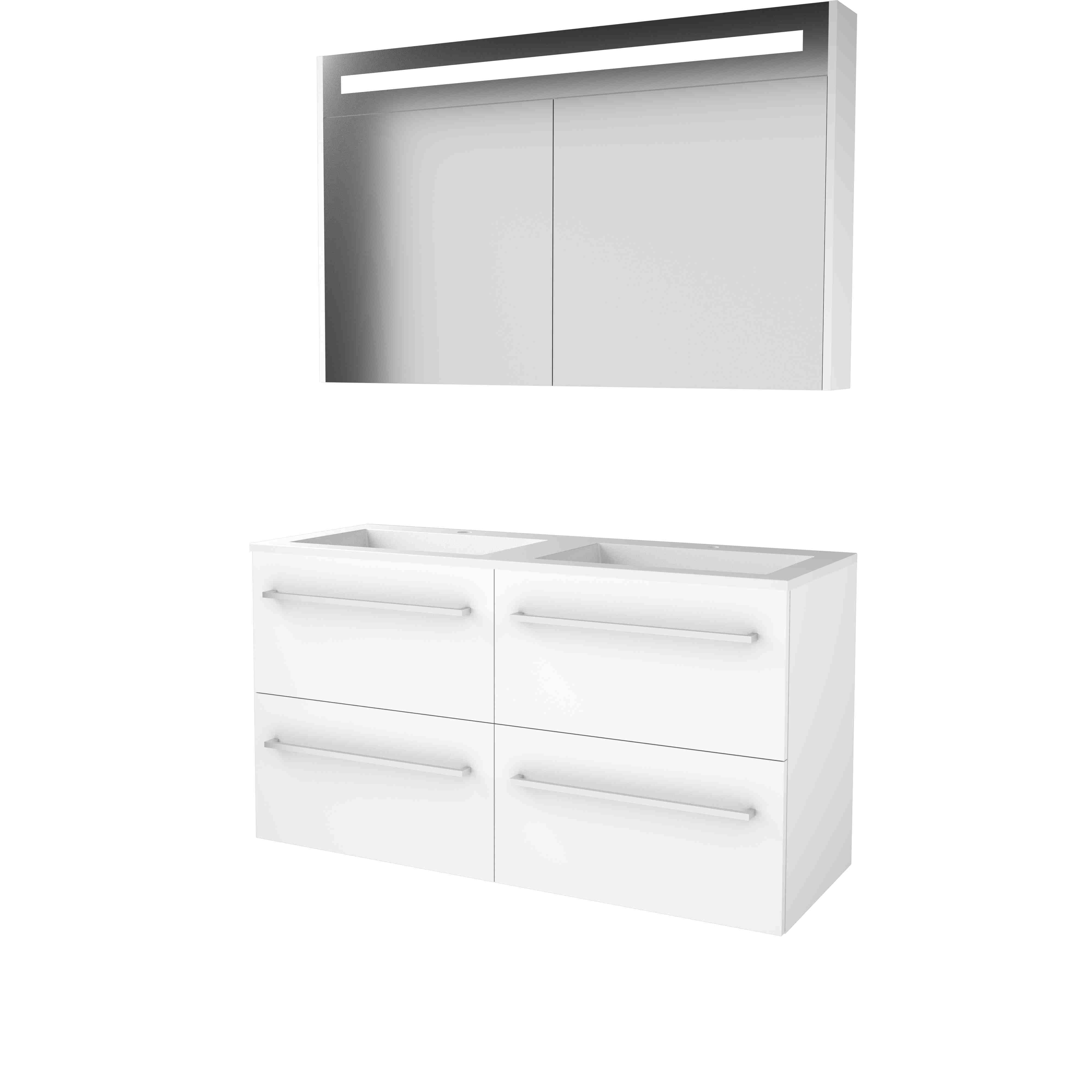 Basic Premium 46 set 120x46cm met gr. 4 la Acryl wast. 2 krgt incl. kast m. verl. P46GR120A2IW Ice White