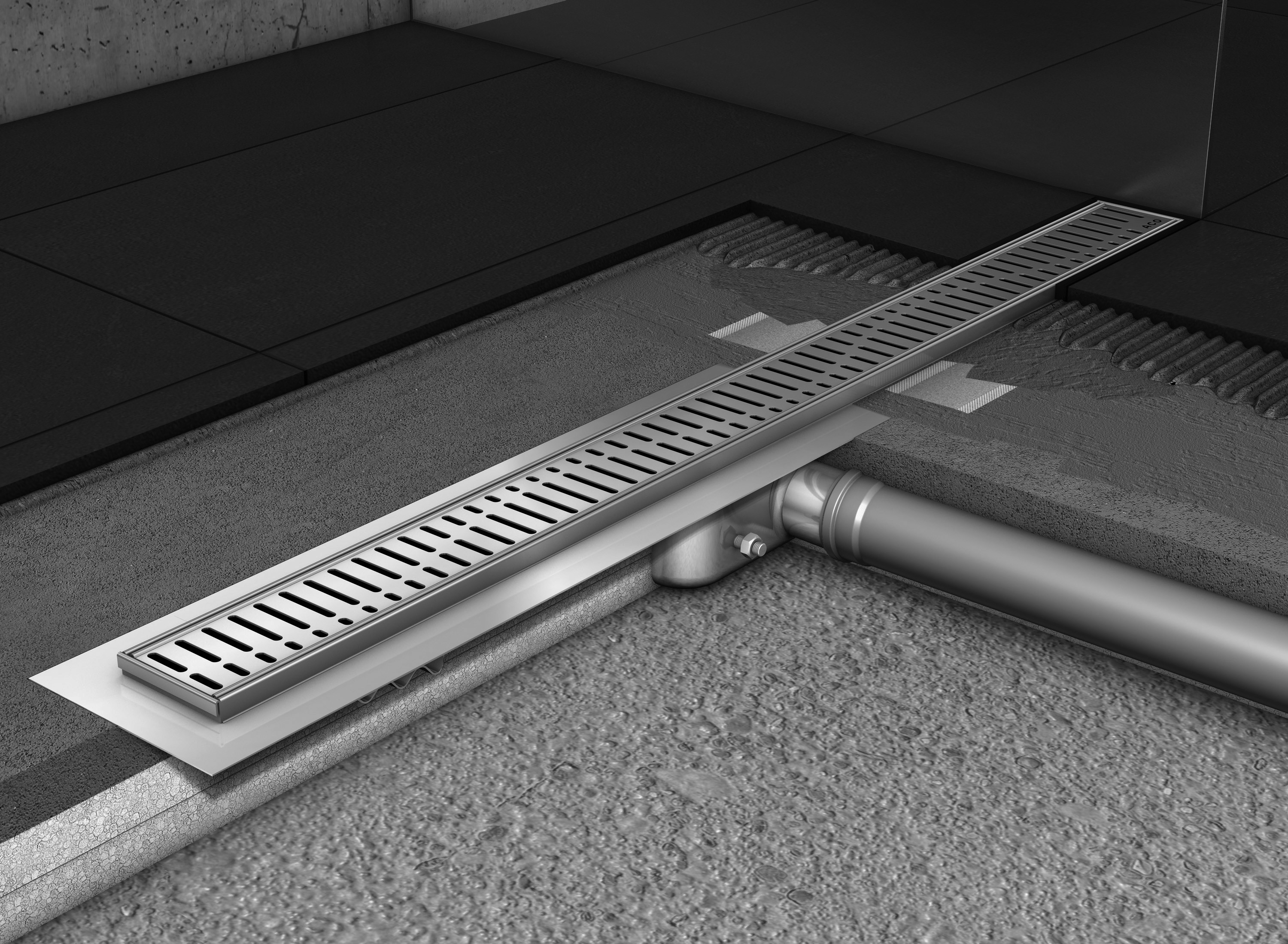 ACO drain 70 cm vloerflens hoogte 65 uitloop 50